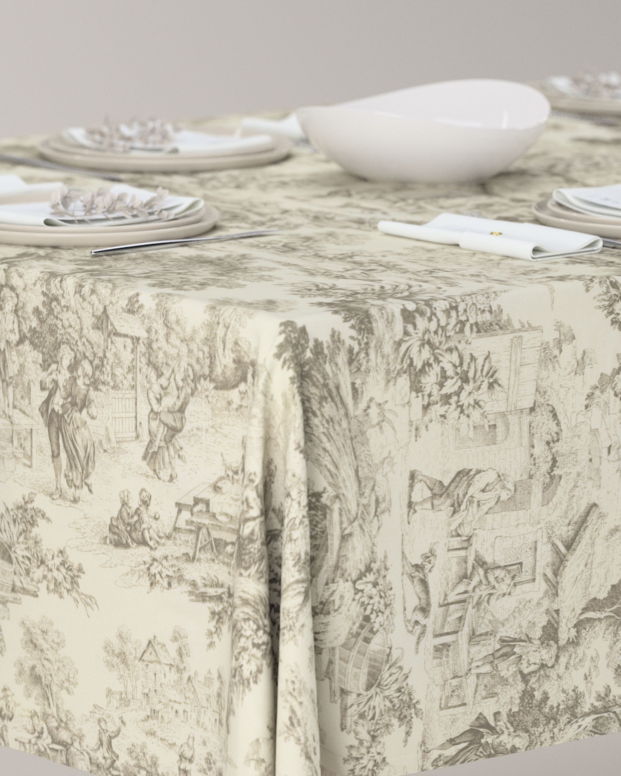 Rectangular tablecloth product colour brown fabric patterned (hover)