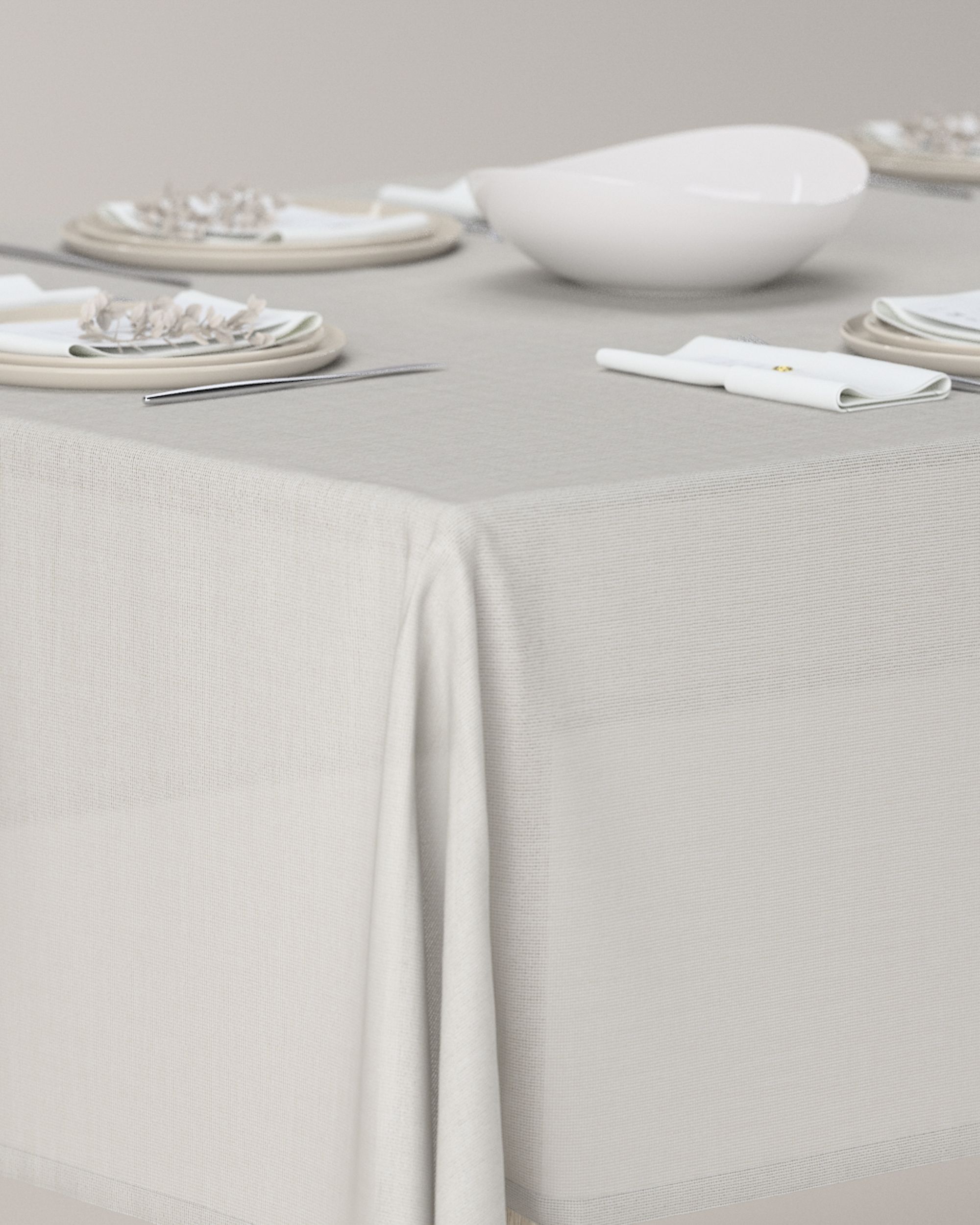 Rectangular tablecloth product colour white fabric structured (hover)
