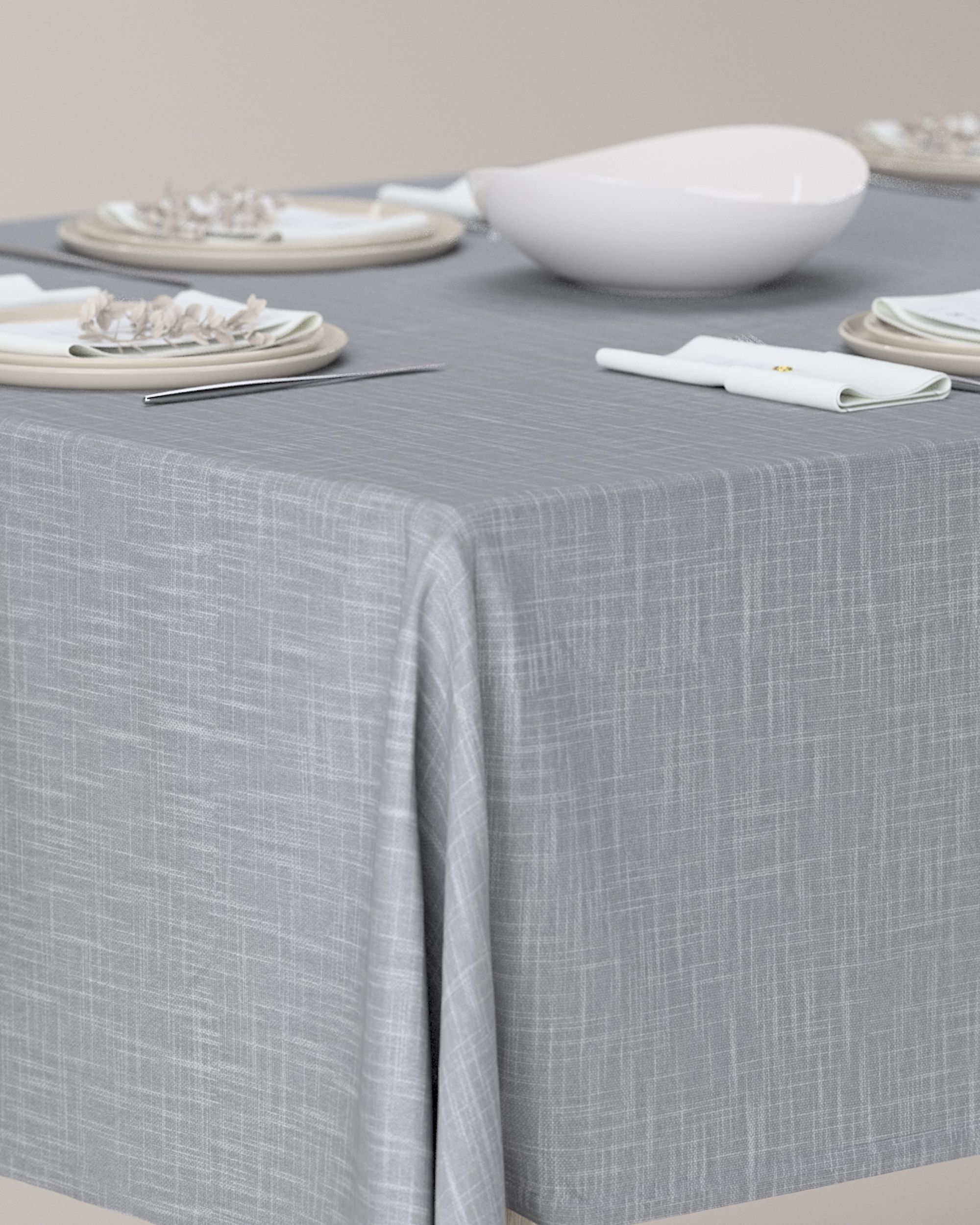 Rectangular tablecloth product colour grey fabric structured (hover)