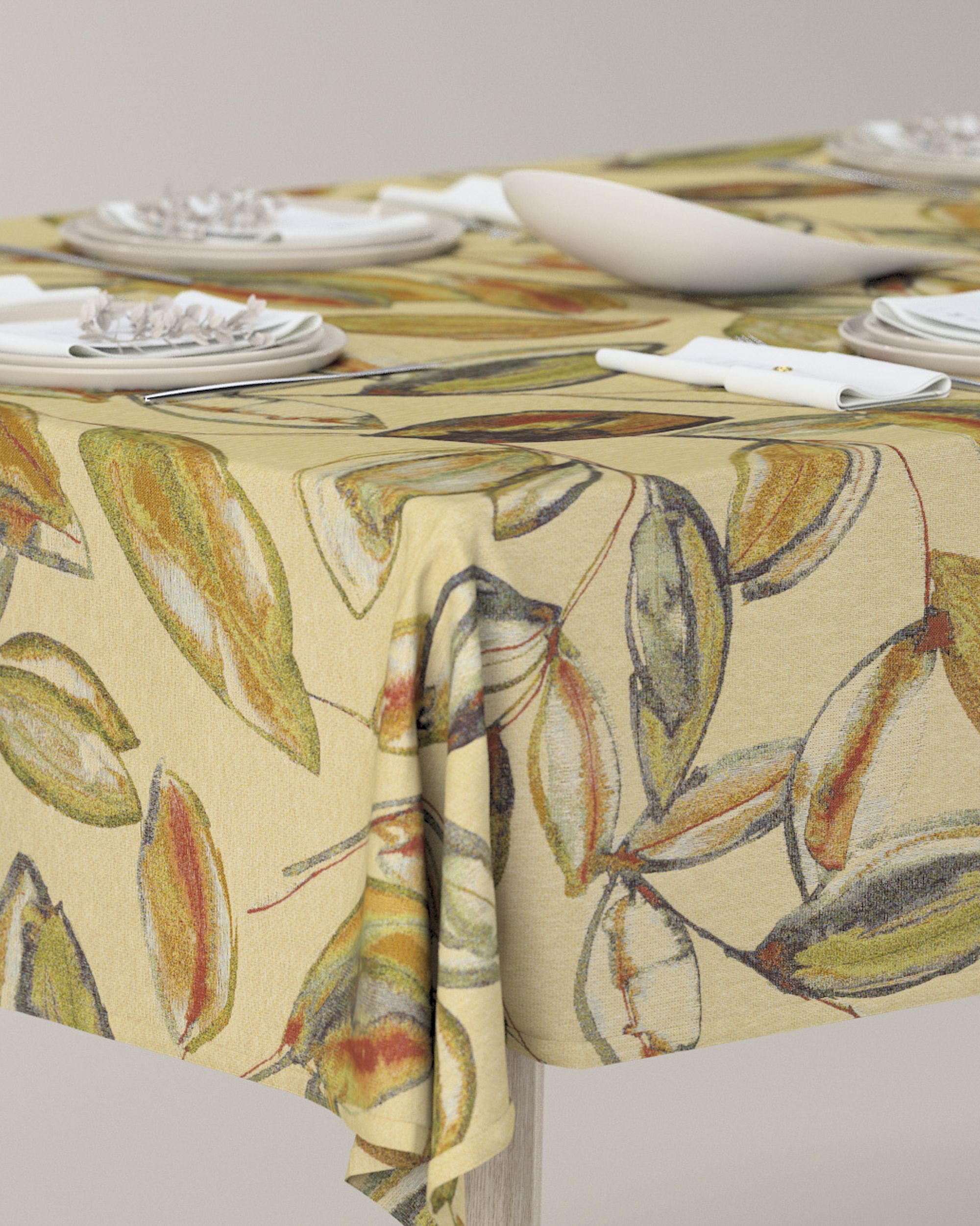 Rectangular tablecloth product colour beige fabric structured, patterned (hover)