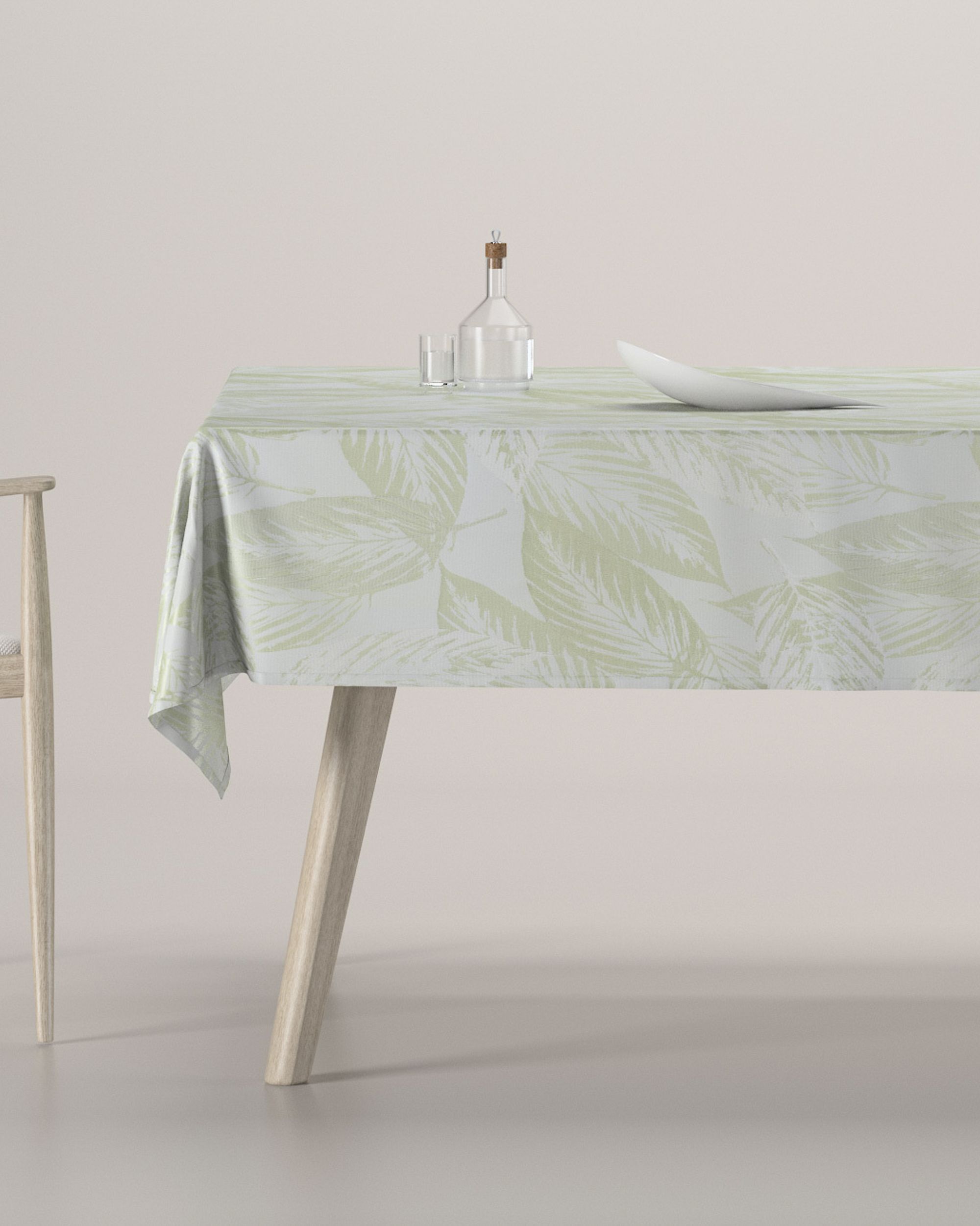 Rectangular tablecloth product colour green fabric gloss, structured, patterned
