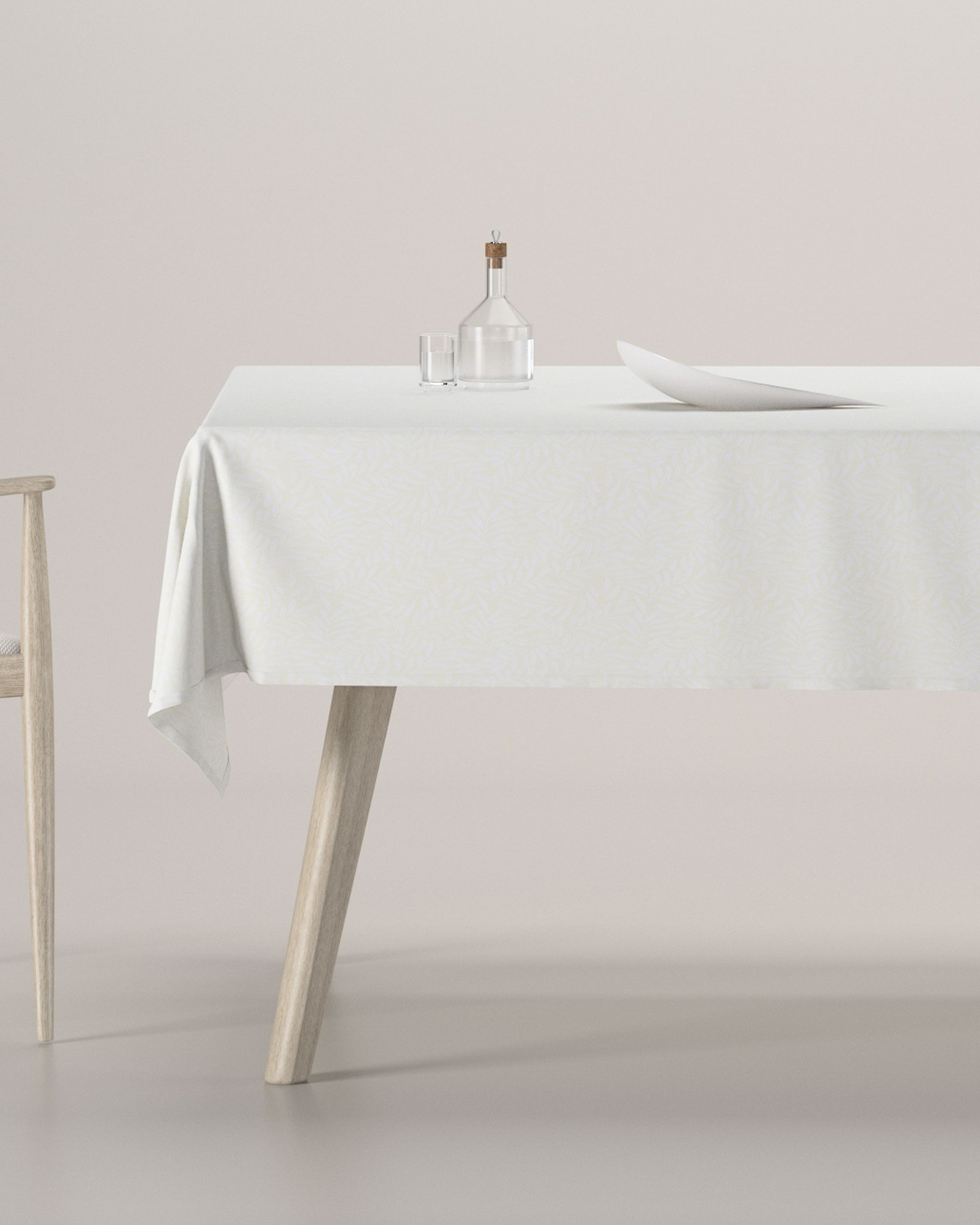 Rectangular tablecloth product colour cream fabric structured, patterned