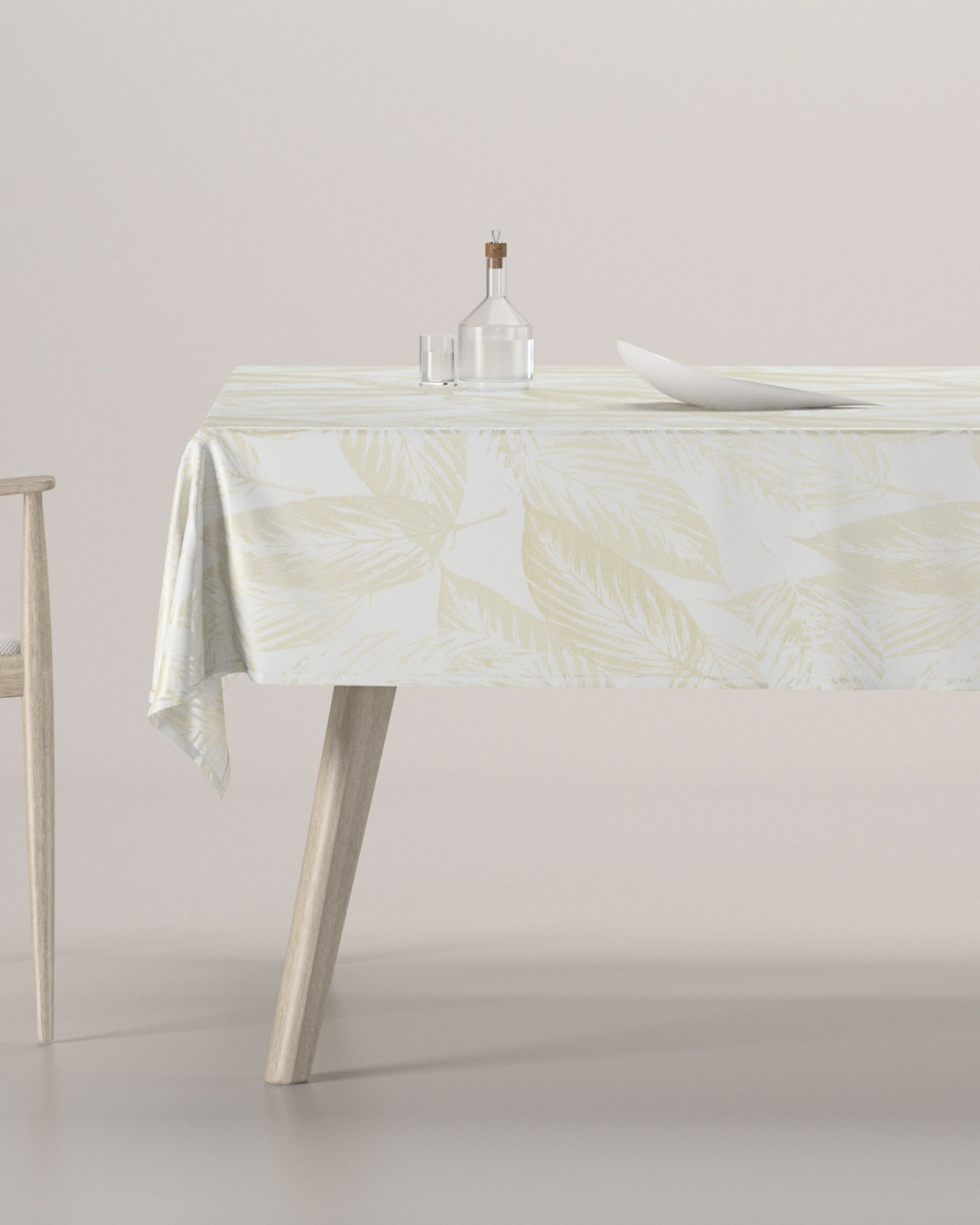Rectangular tablecloth product colour cream fabric gloss, structured, patterned
