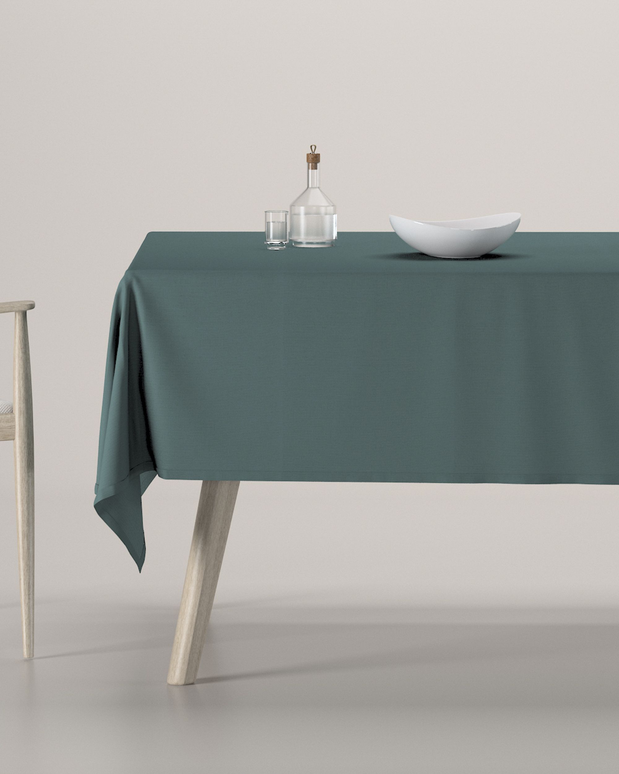 Rectangular tablecloth product colour green fabric semi-sheer, structured