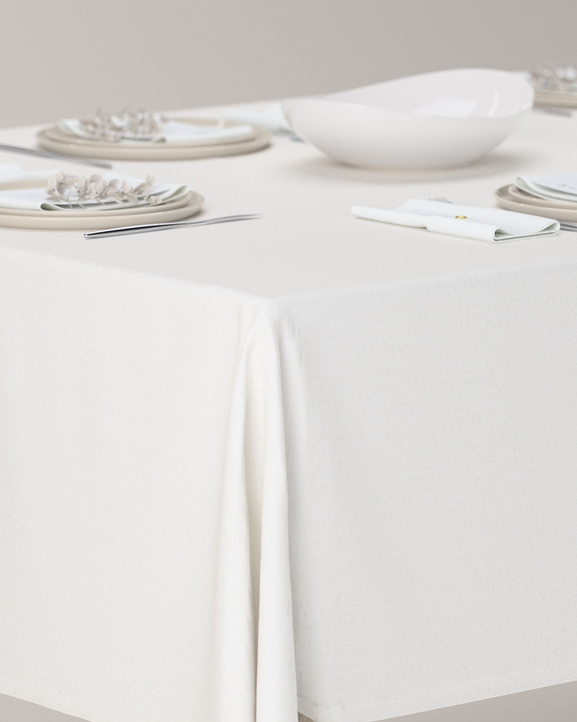 Rectangular tablecloth product colour white fabric structured, blackout (hover)