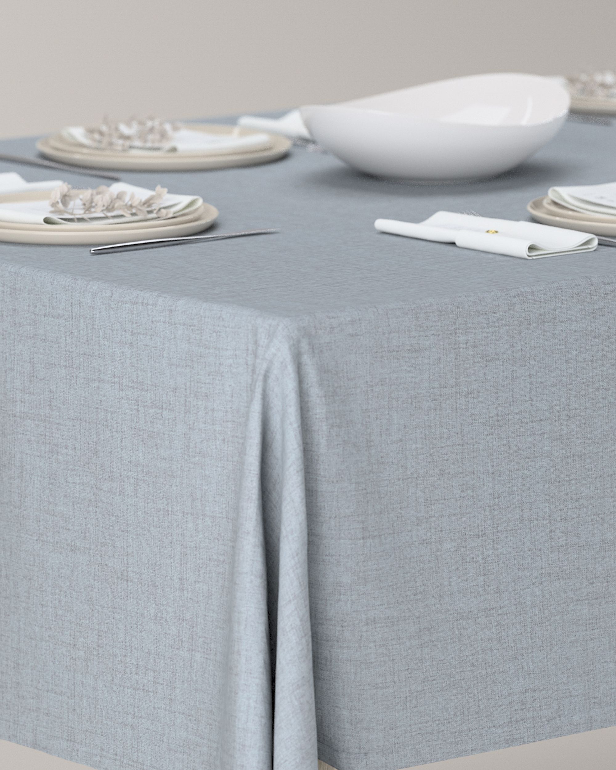 Rectangular tablecloth product colour blue fabric structured, blackout (hover)