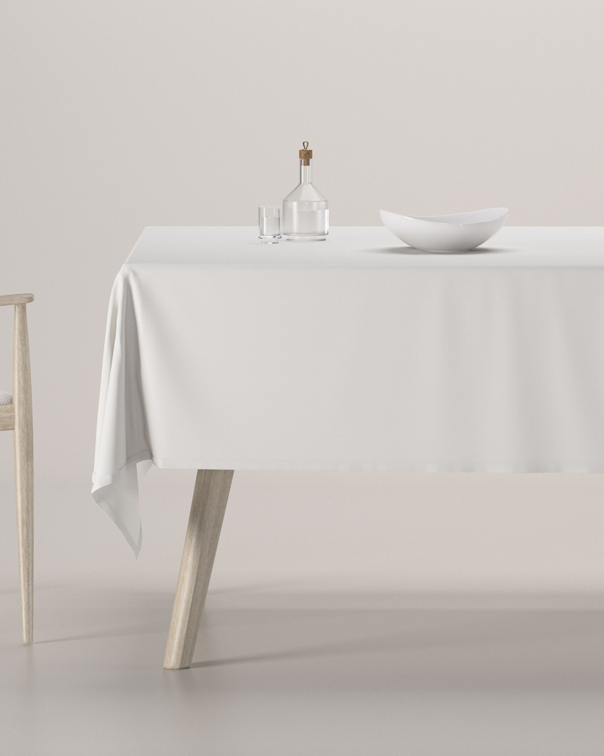 Rectangular tablecloth product colour white fabric semi-sheer, structured