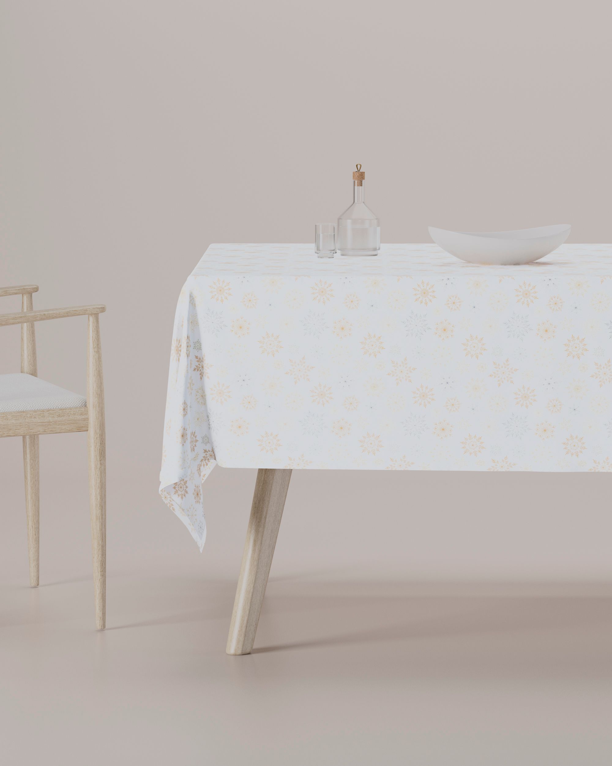 Rectangular tablecloth product colour white fabric patterned