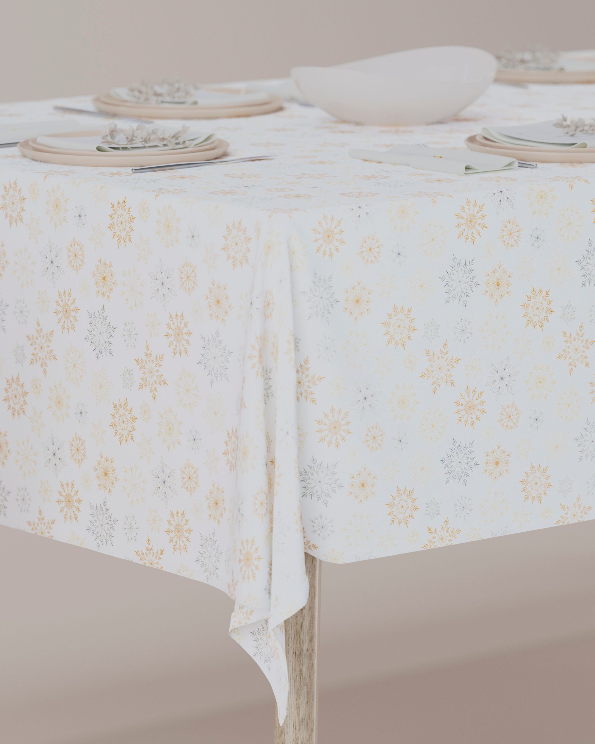 Rectangular tablecloth product colour white fabric patterned (hover)