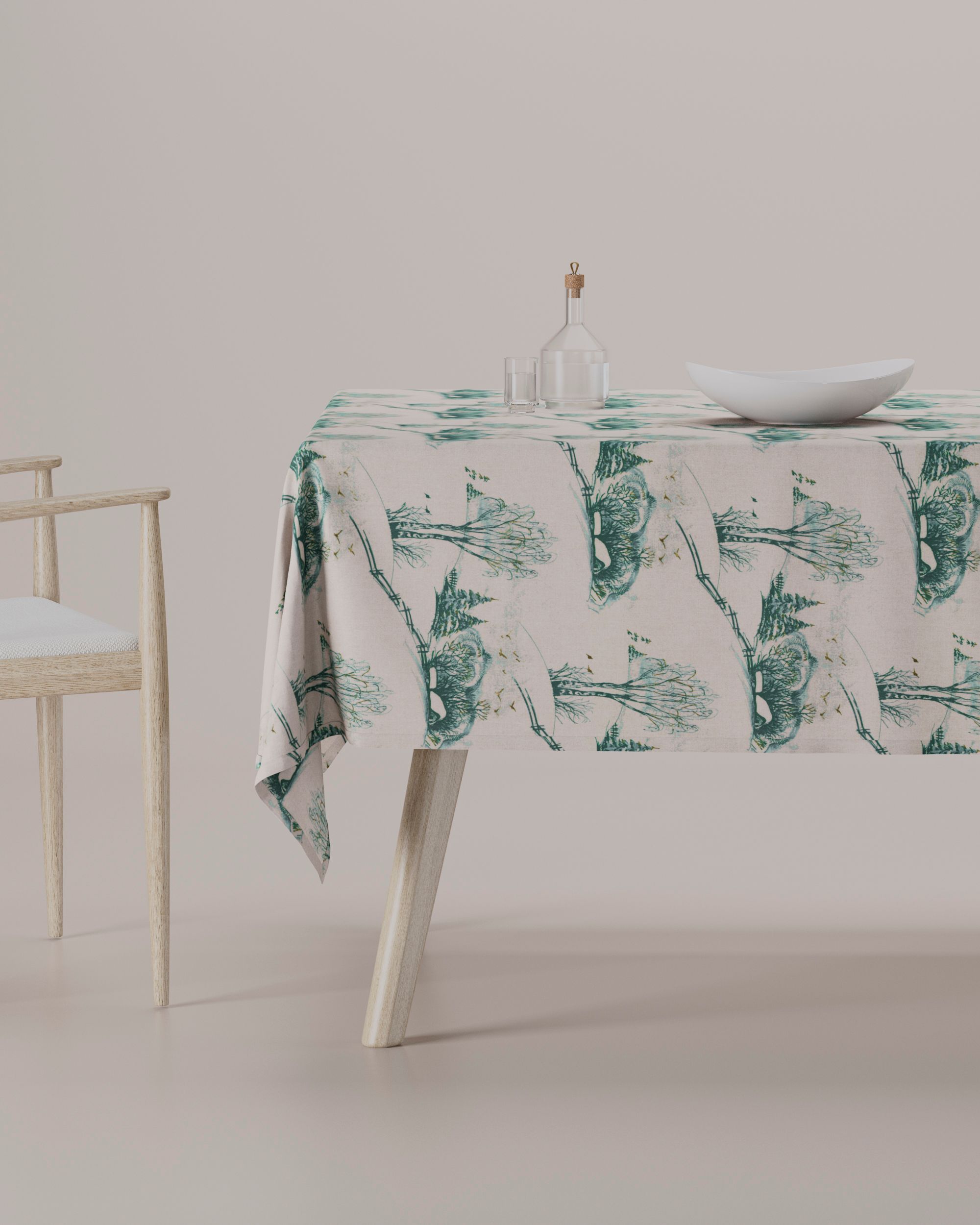 Rectangular tablecloth product colour white fabric patterned