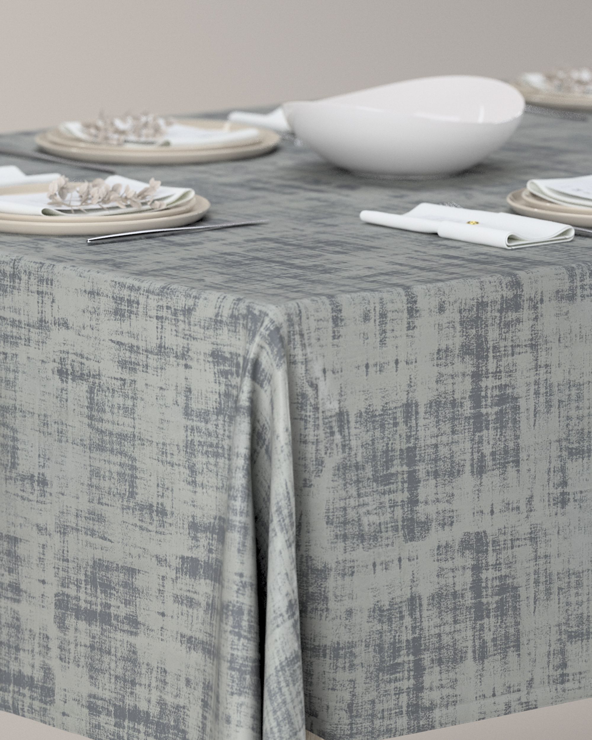 Rectangular tablecloth product colour grey fabric gloss, velvet (hover)