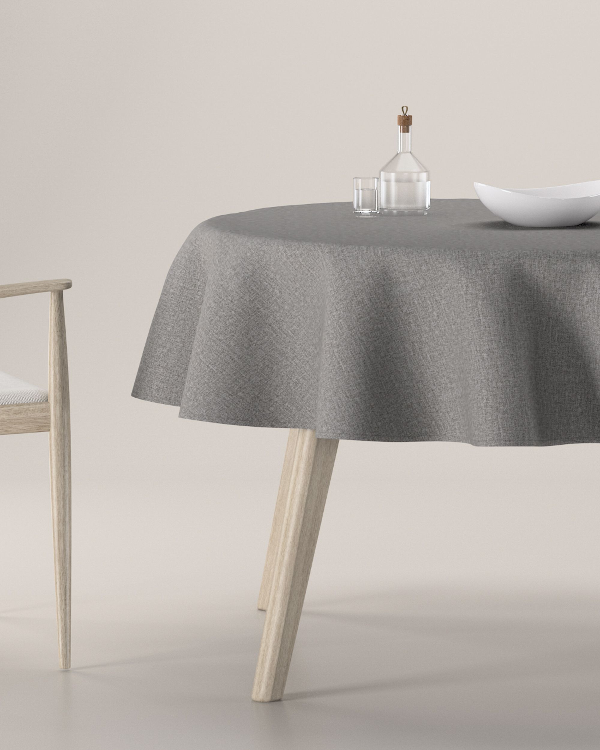 Round tablecloth product colour grey fabric structured