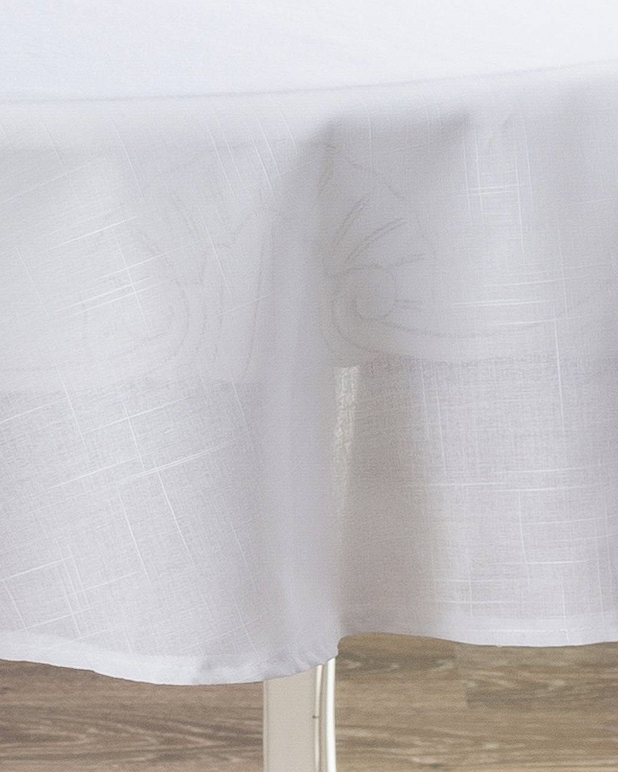 Round tablecloth product colour white fabric semi-sheer, structured (hover)