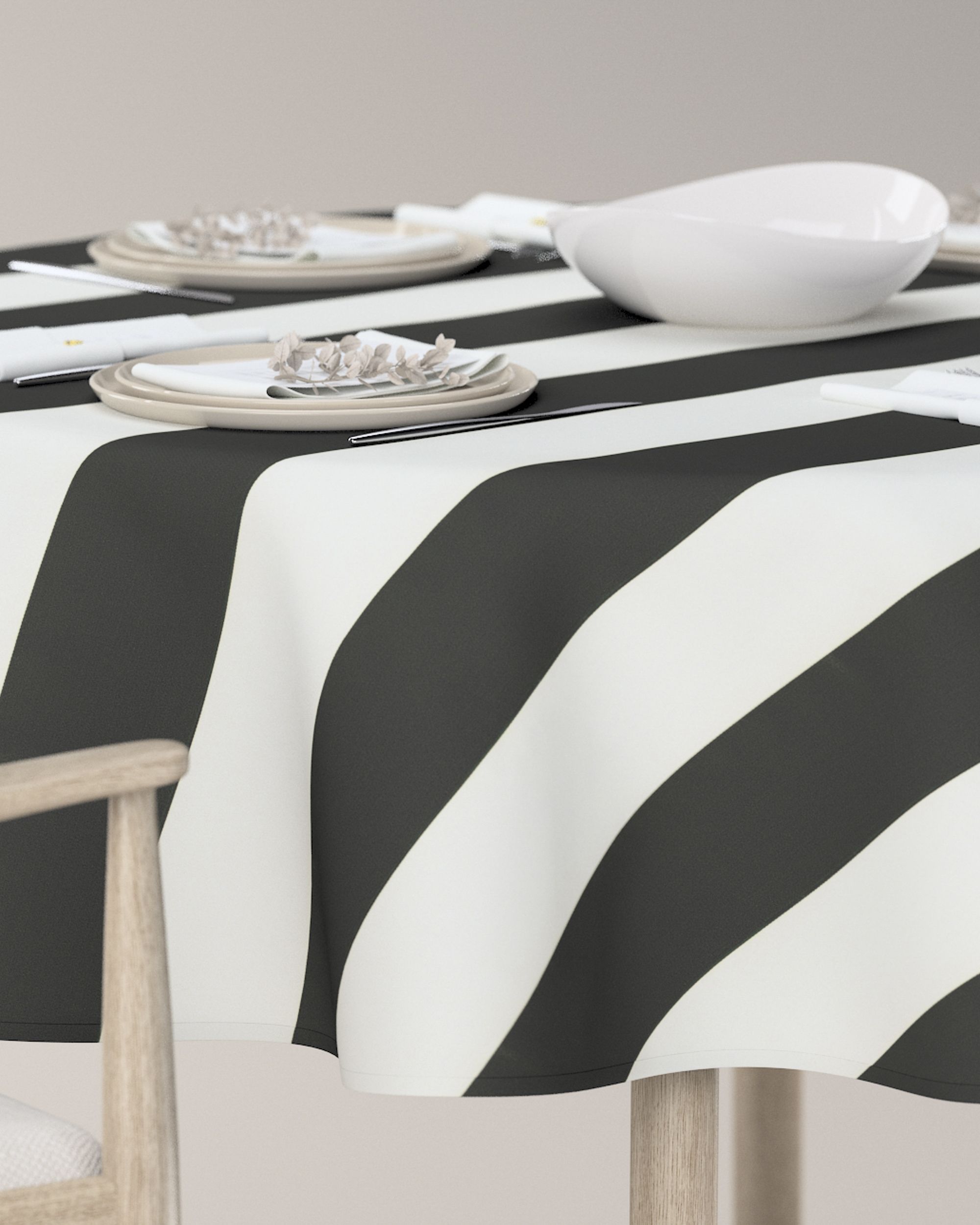 Round tablecloth product colour black fabric patterned (hover)