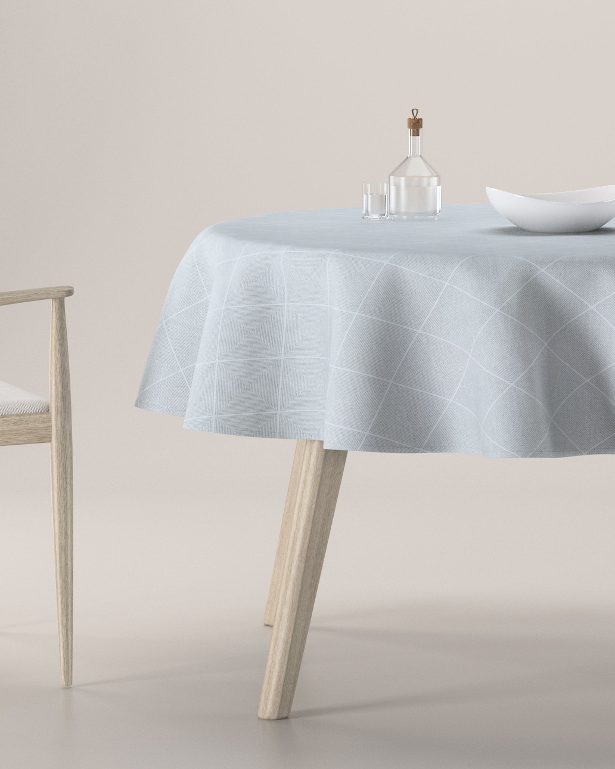 Round tablecloth product colour grey fabric structured, patterned