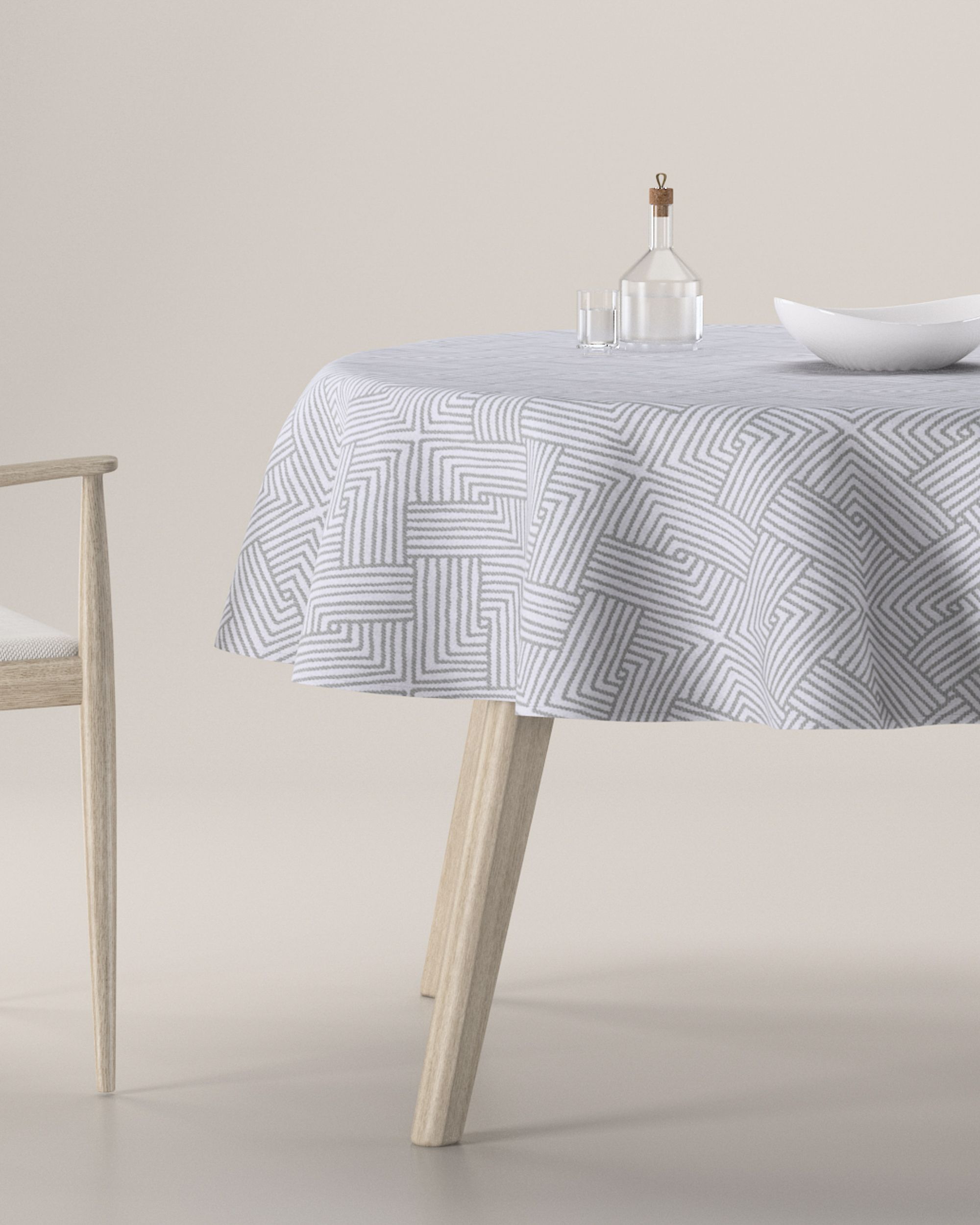 Round tablecloth product colour silver fabric structured, patterned