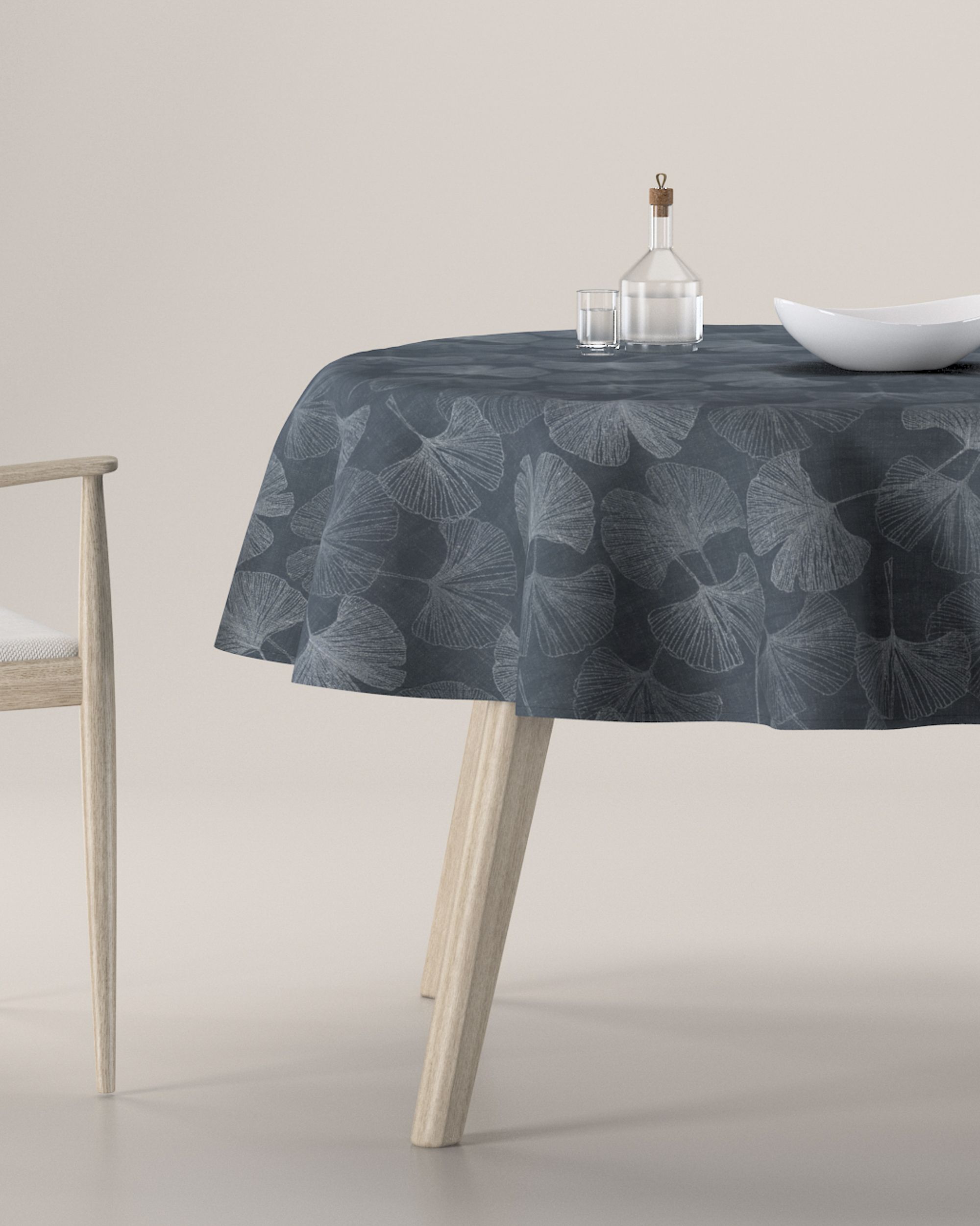 Round tablecloth product colour grey fabric gloss, patterned