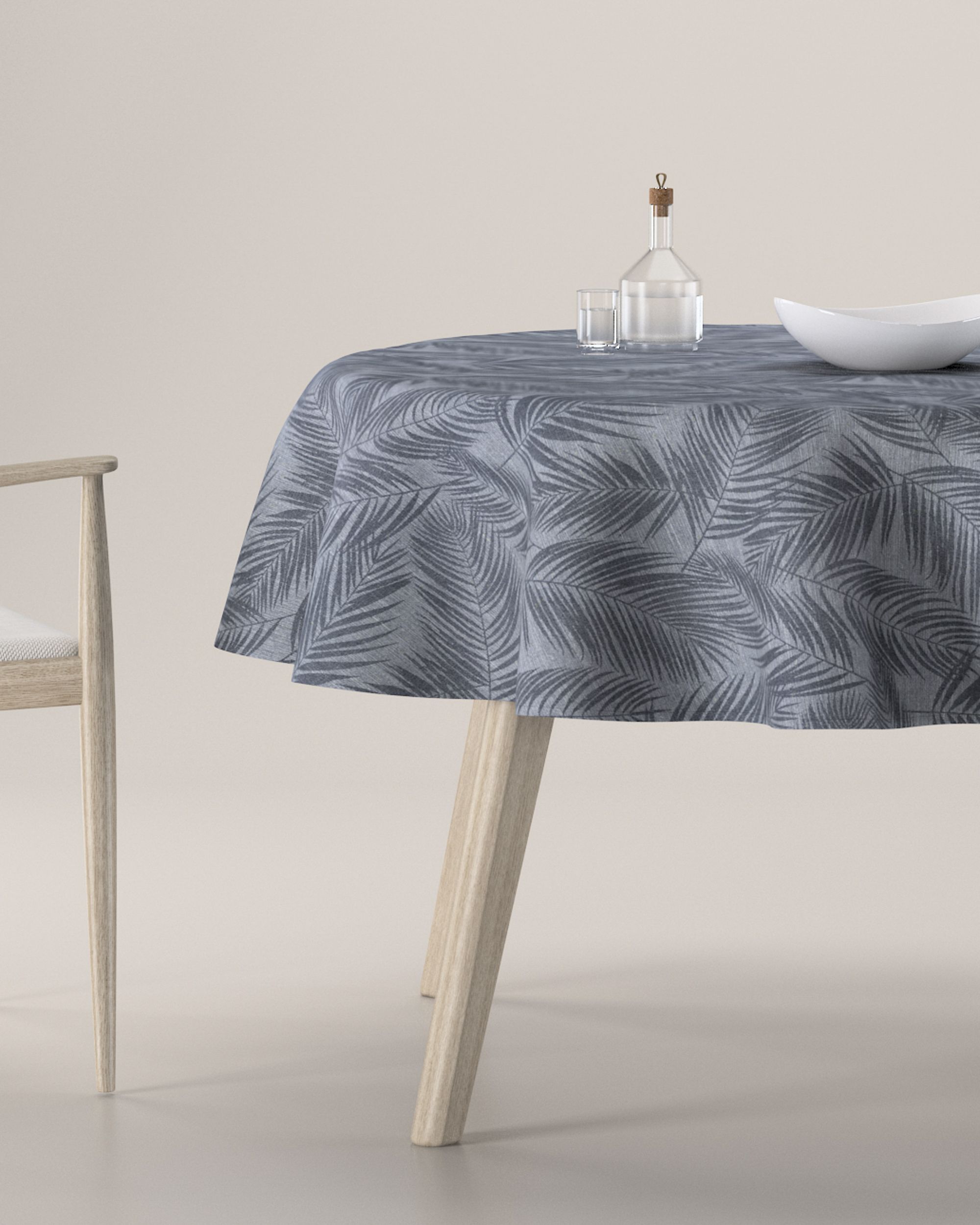 Round tablecloth product colour grey fabric gloss, patterned