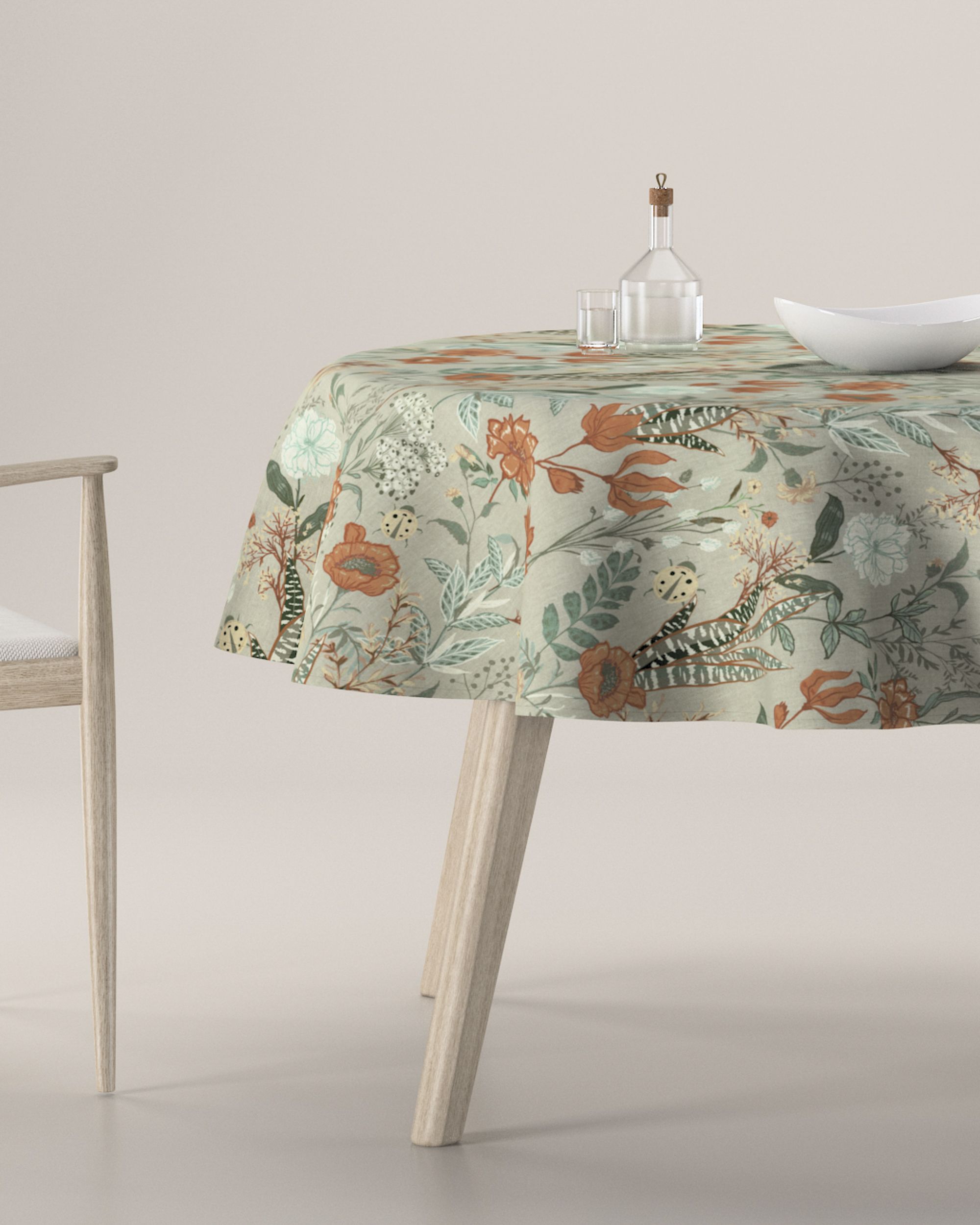 Round tablecloth product colour multicolour fabric patterned