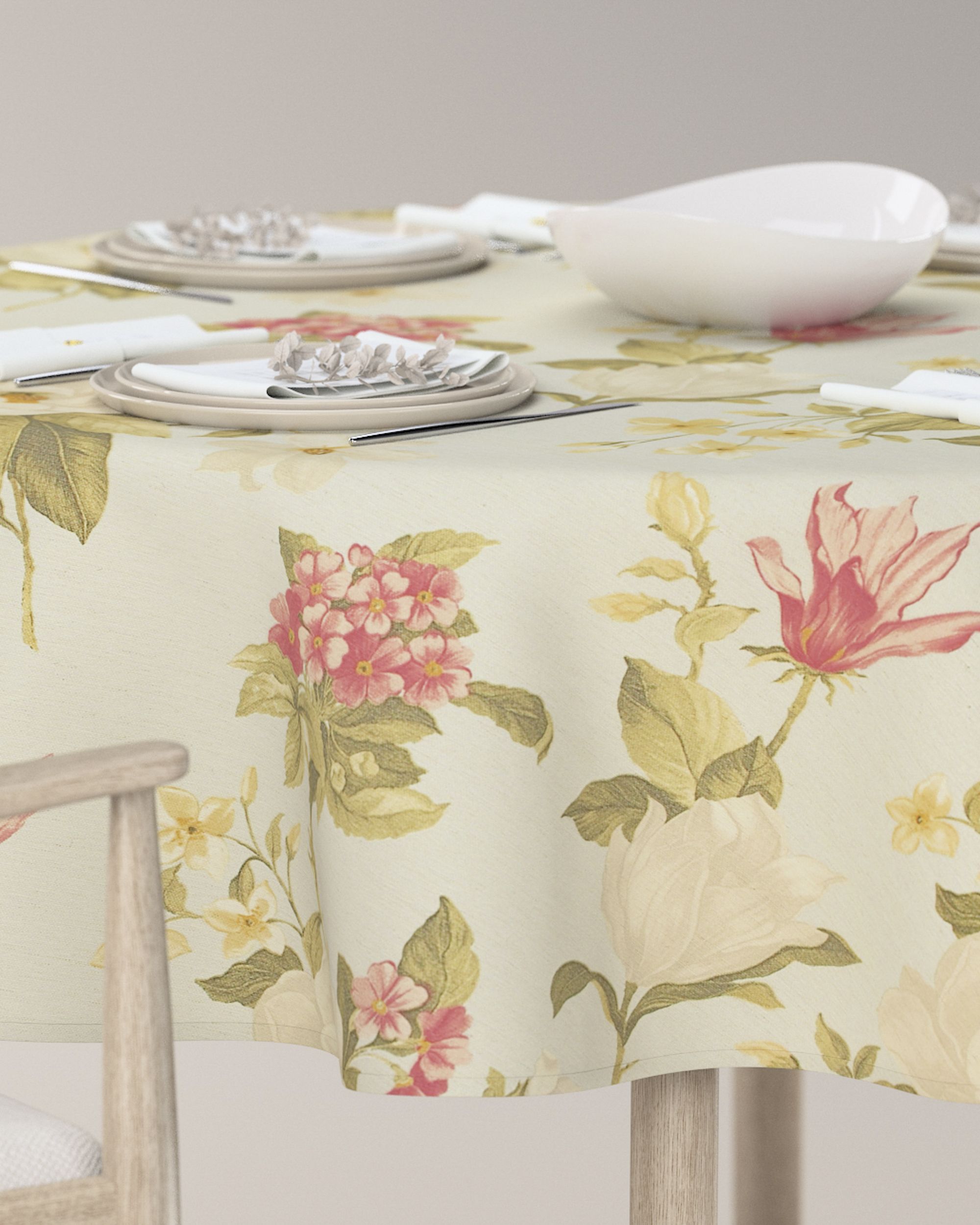 Round tablecloth product colour multicolour fabric patterned (hover)