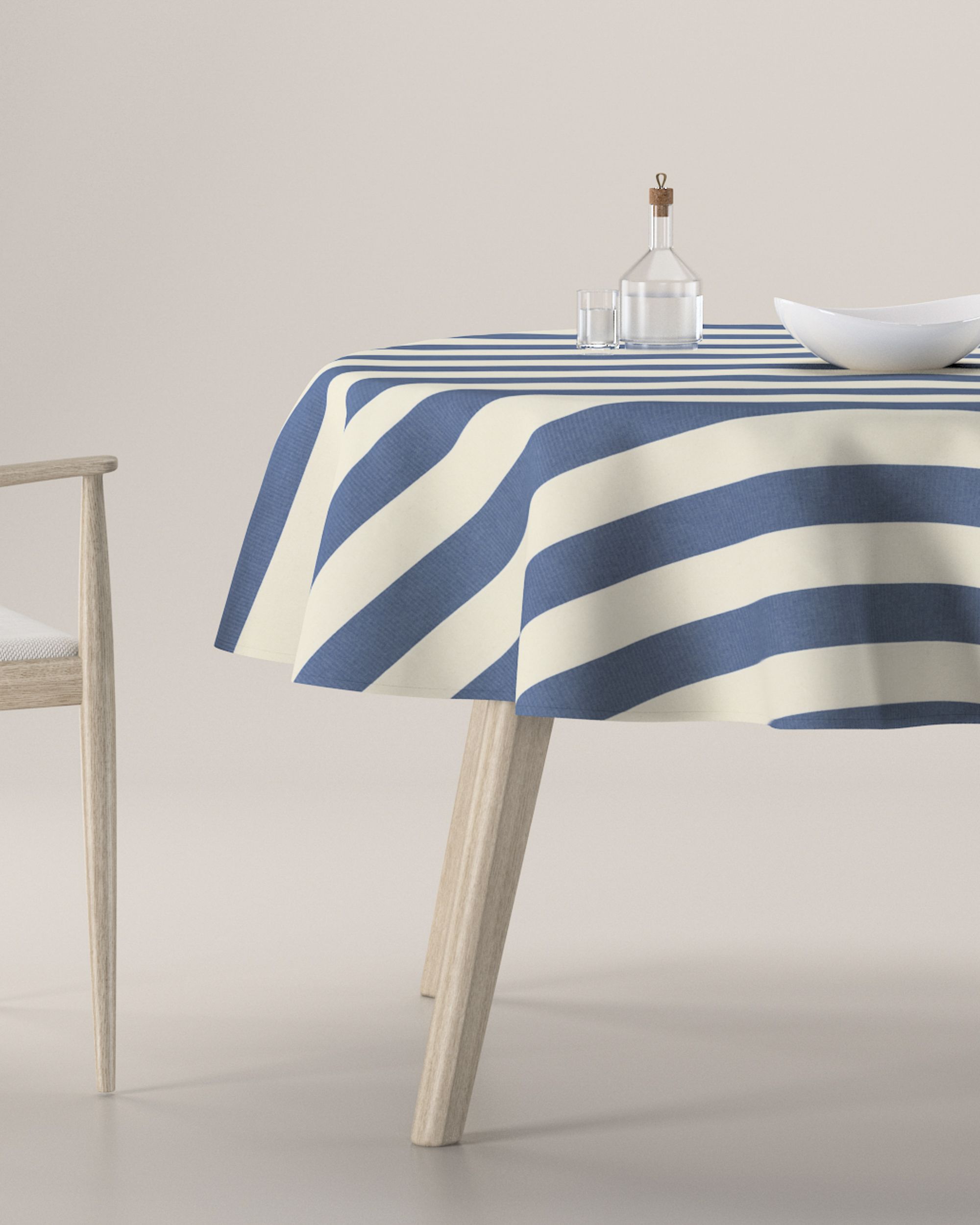 Round tablecloth product colour blue fabric patterned
