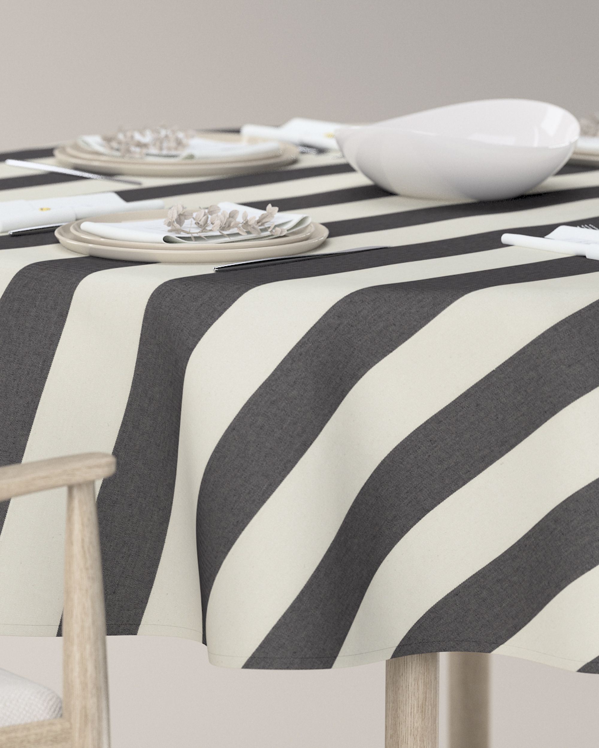 Round tablecloth product colour black fabric patterned (hover)