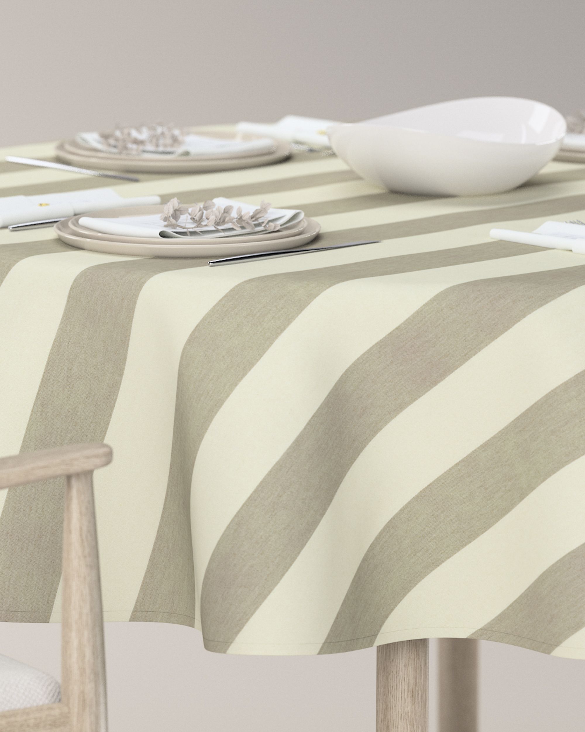 Round tablecloth product colour beige fabric patterned (hover)