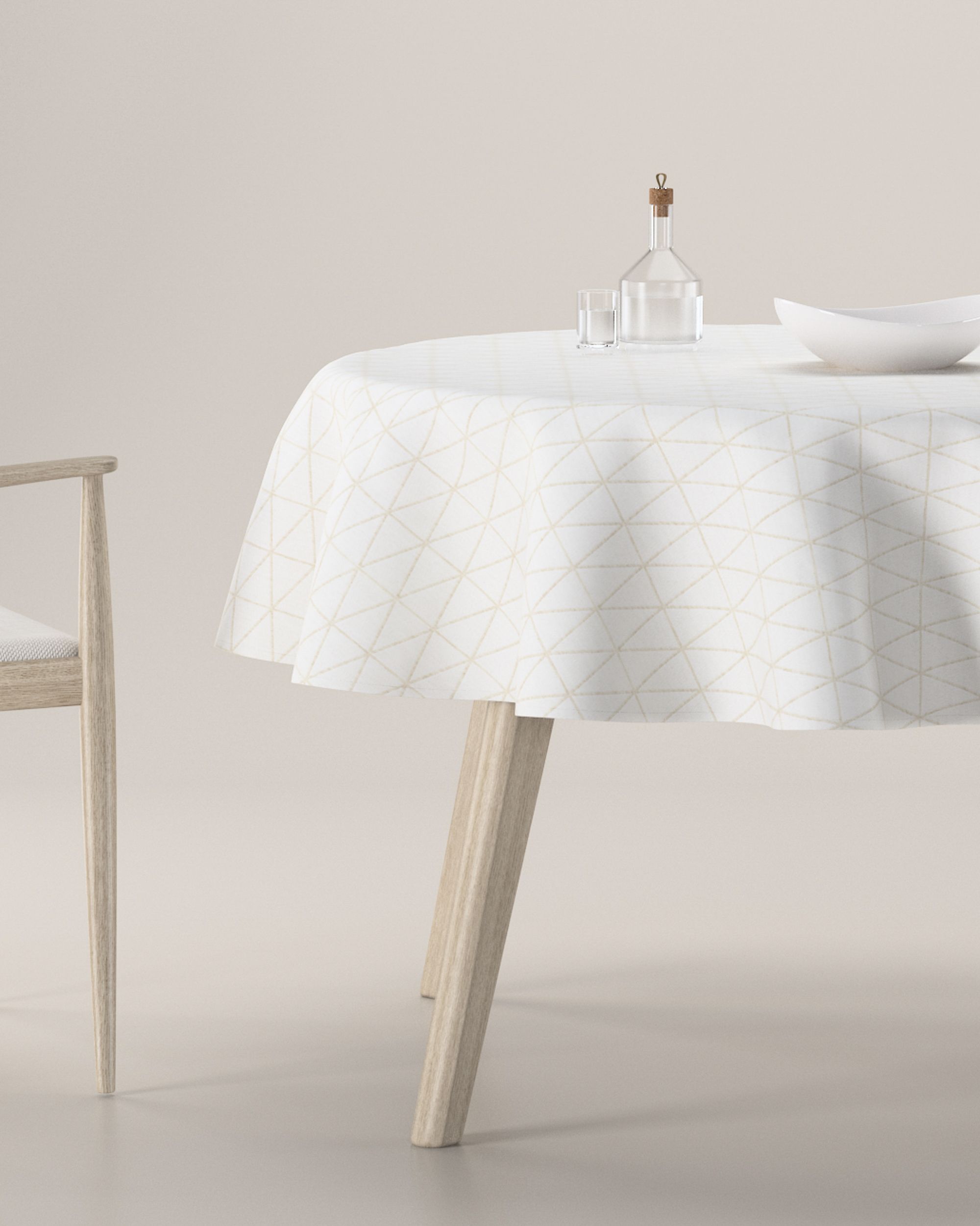 Round tablecloth product colour cream fabric patterned