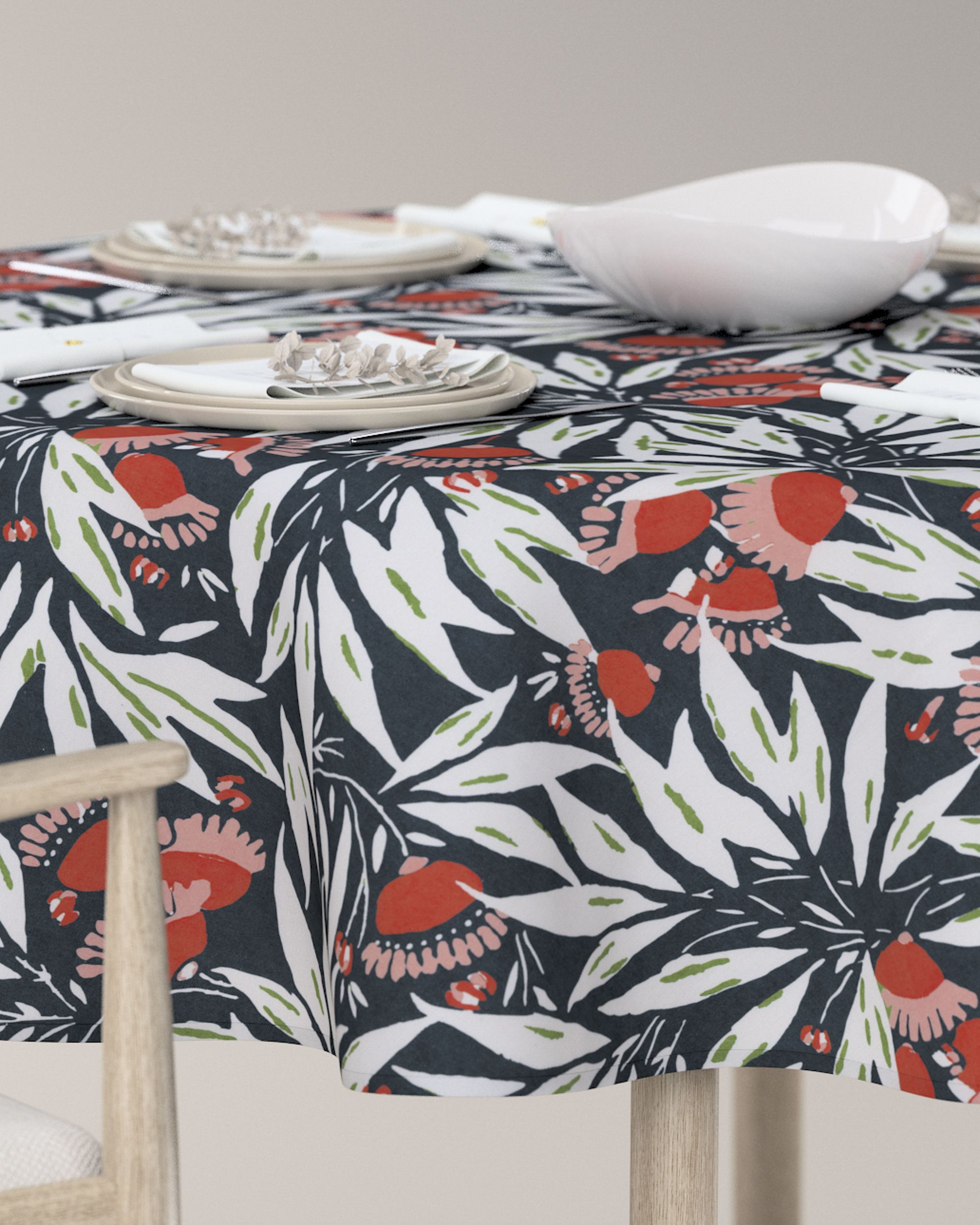 Round tablecloth product colour multicolour fabric patterned (hover)