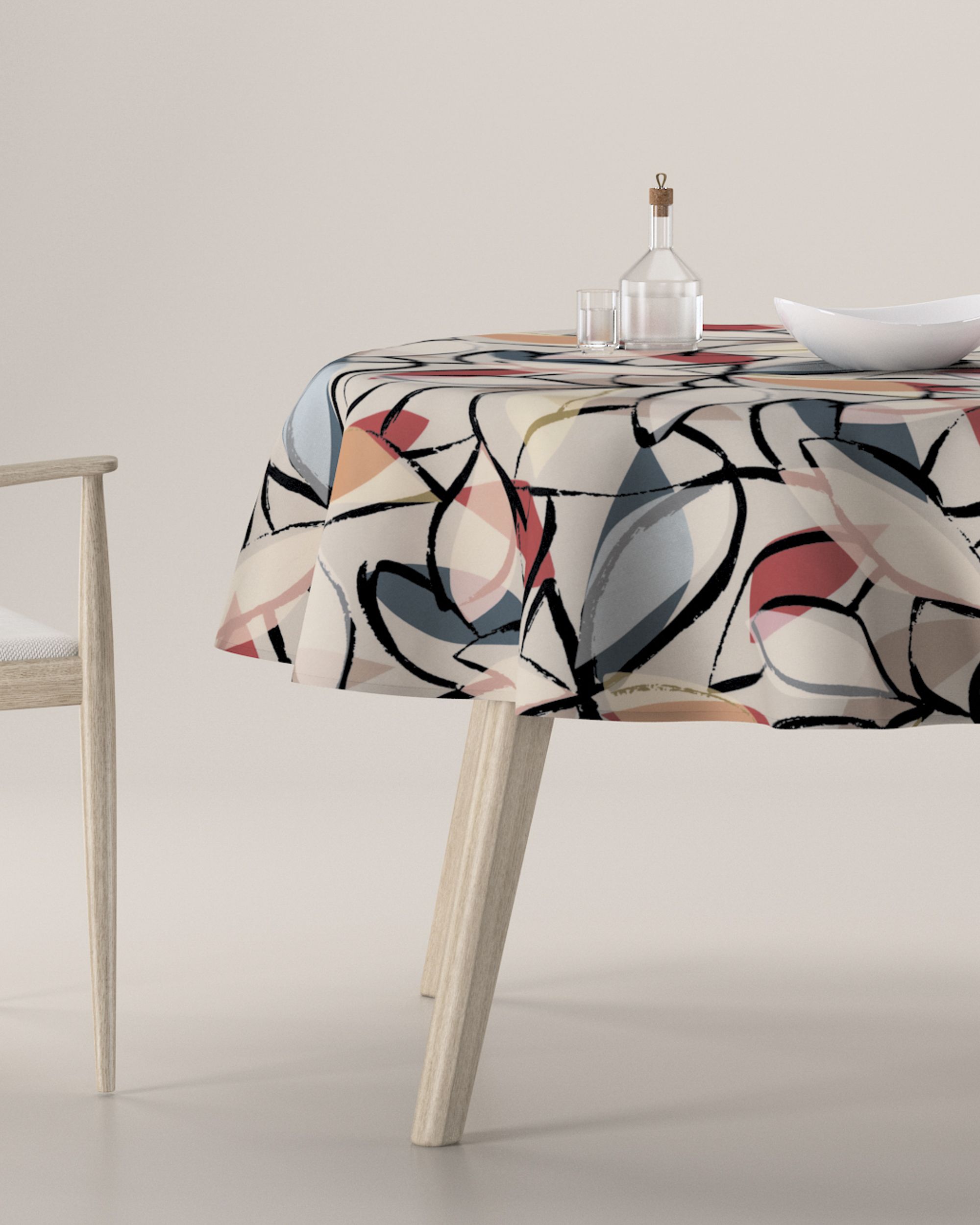 Round tablecloth product colour multicolour fabric patterned