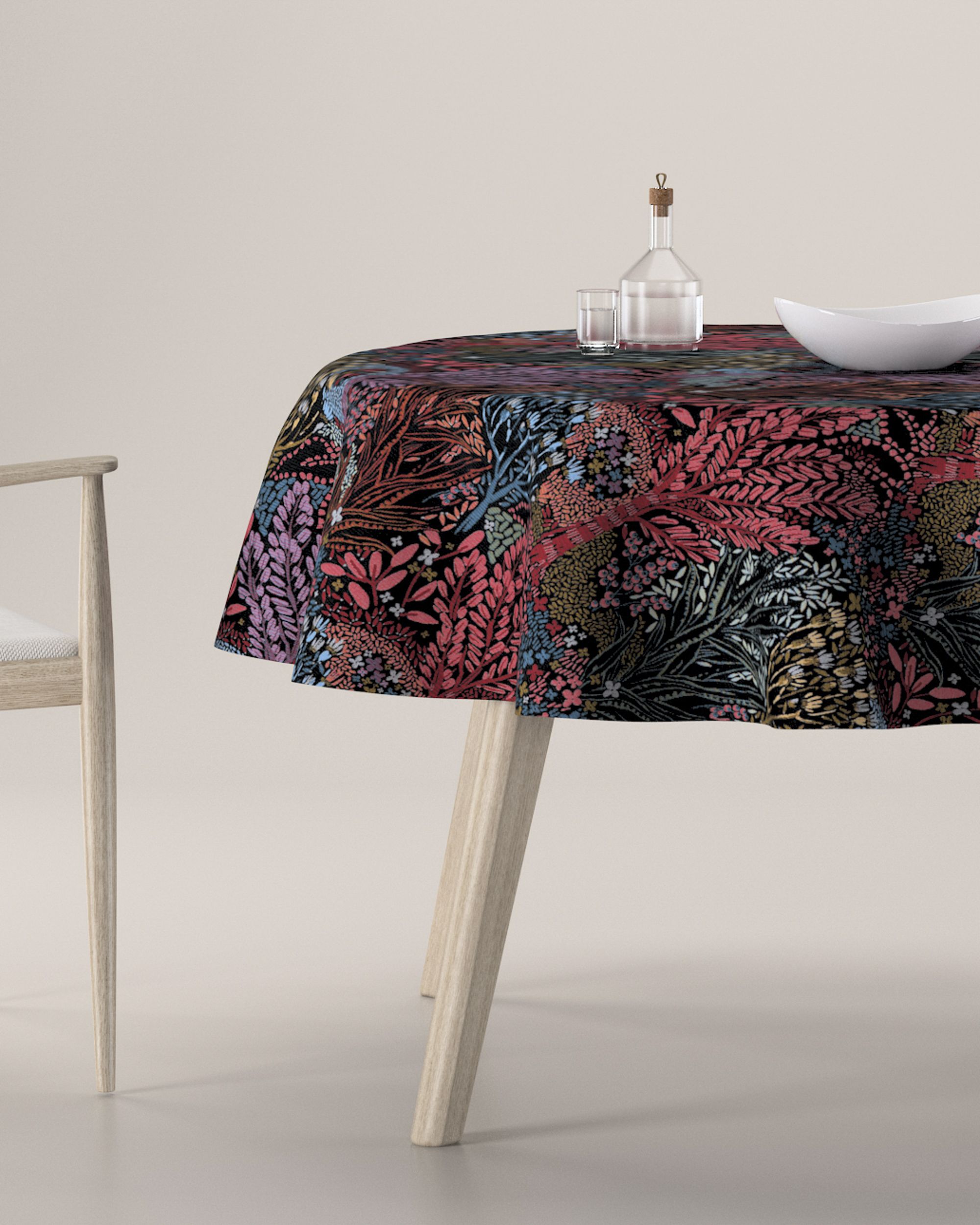 Round tablecloth product colour multicolour fabric structured, patterned