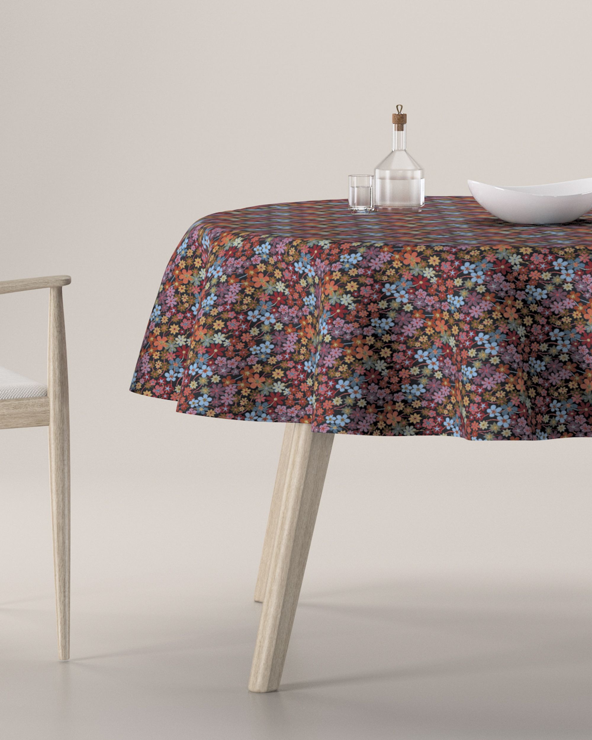 Round tablecloth product colour multicolour fabric structured, patterned