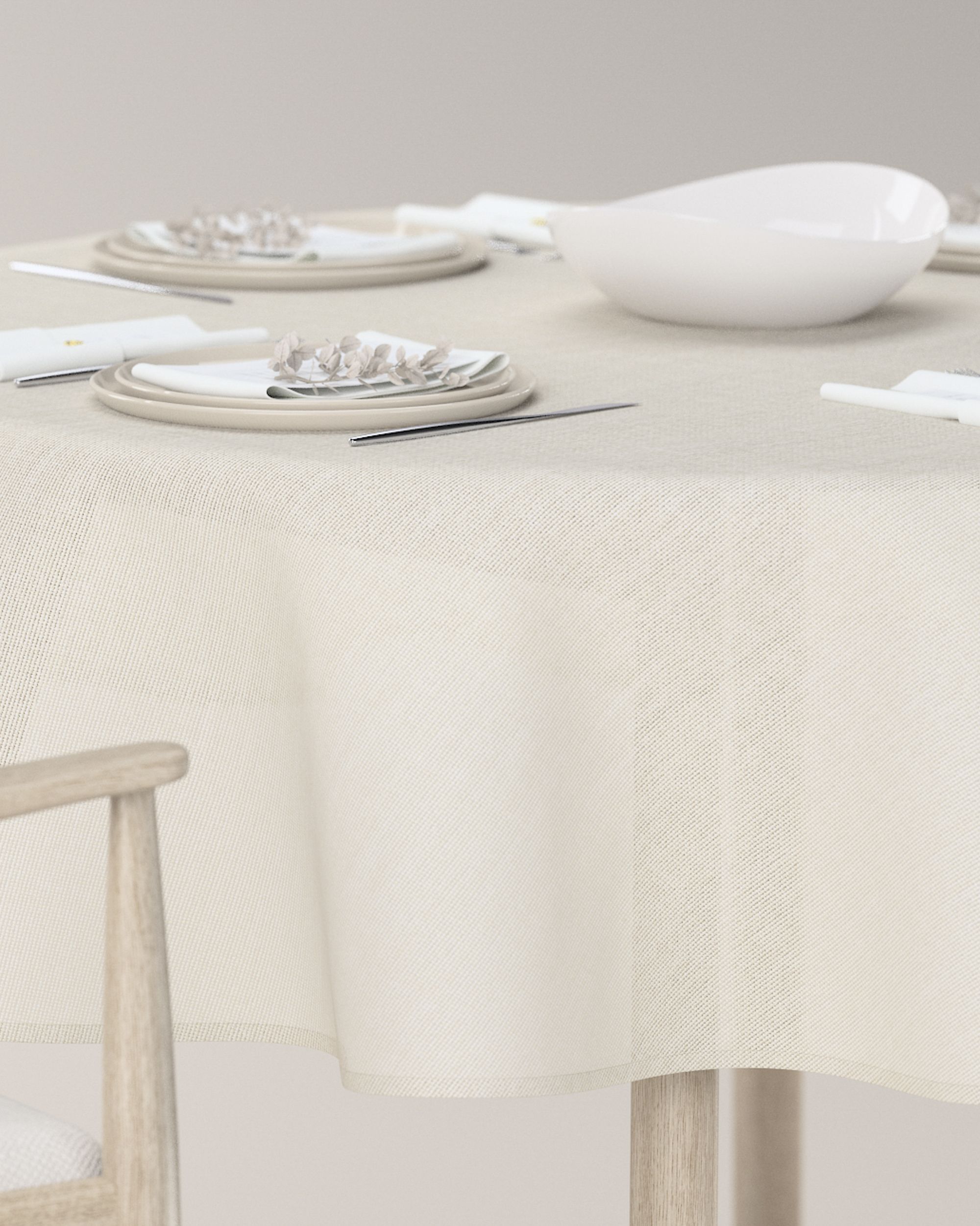 Round tablecloth product colour cream fabric structured (hover)