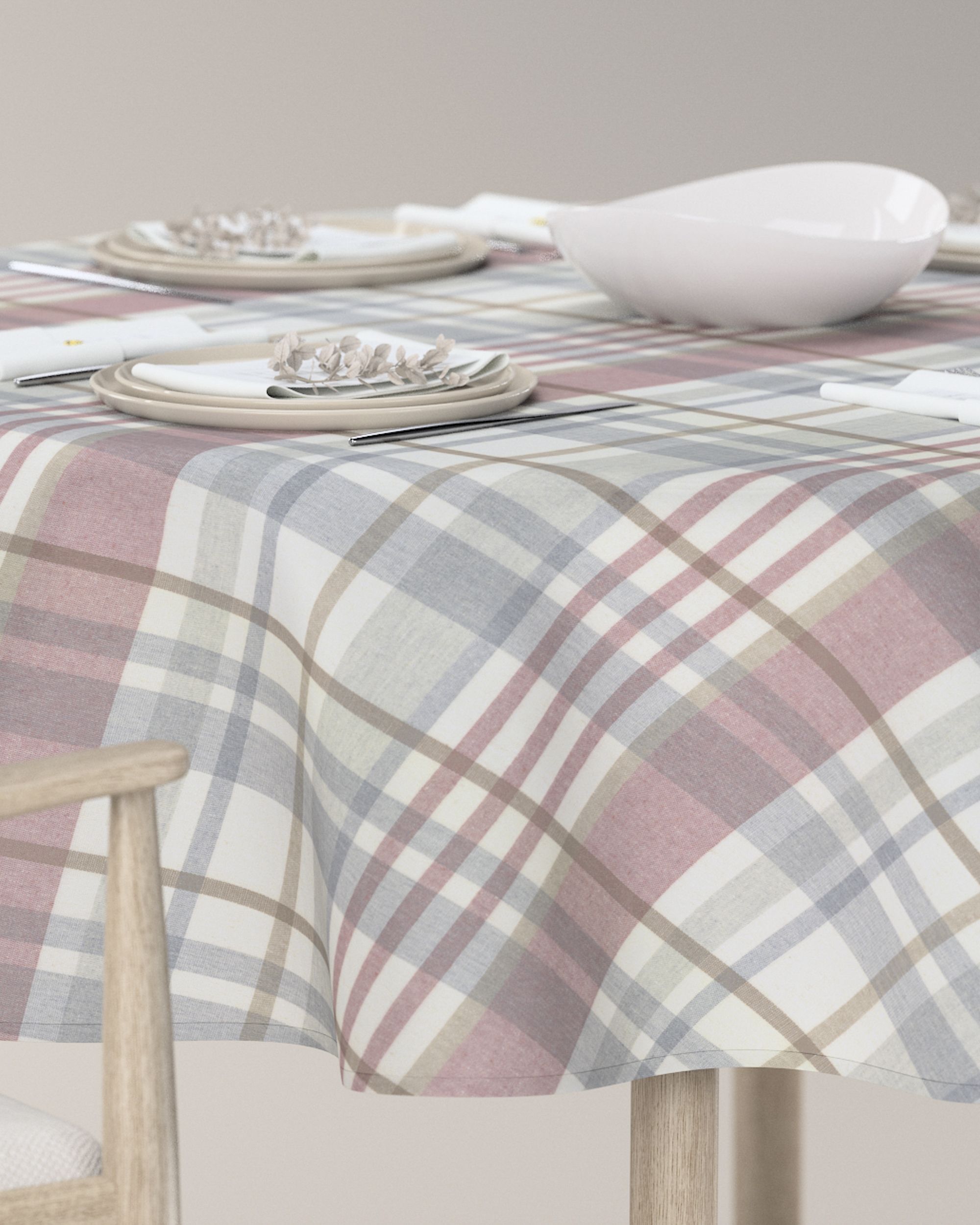 Round tablecloth product colour grey fabric patterned (hover)