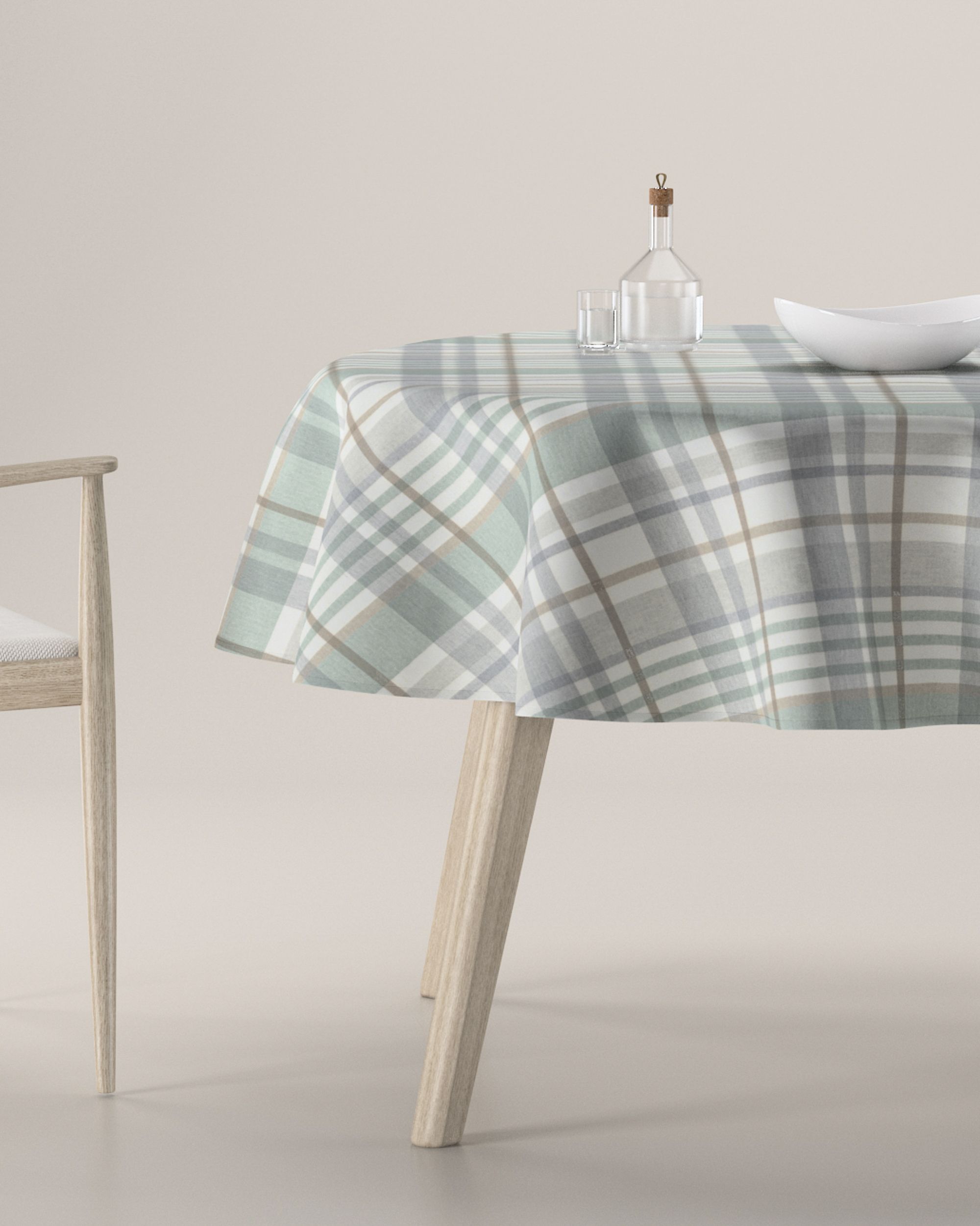 Round tablecloth product colour green fabric patterned