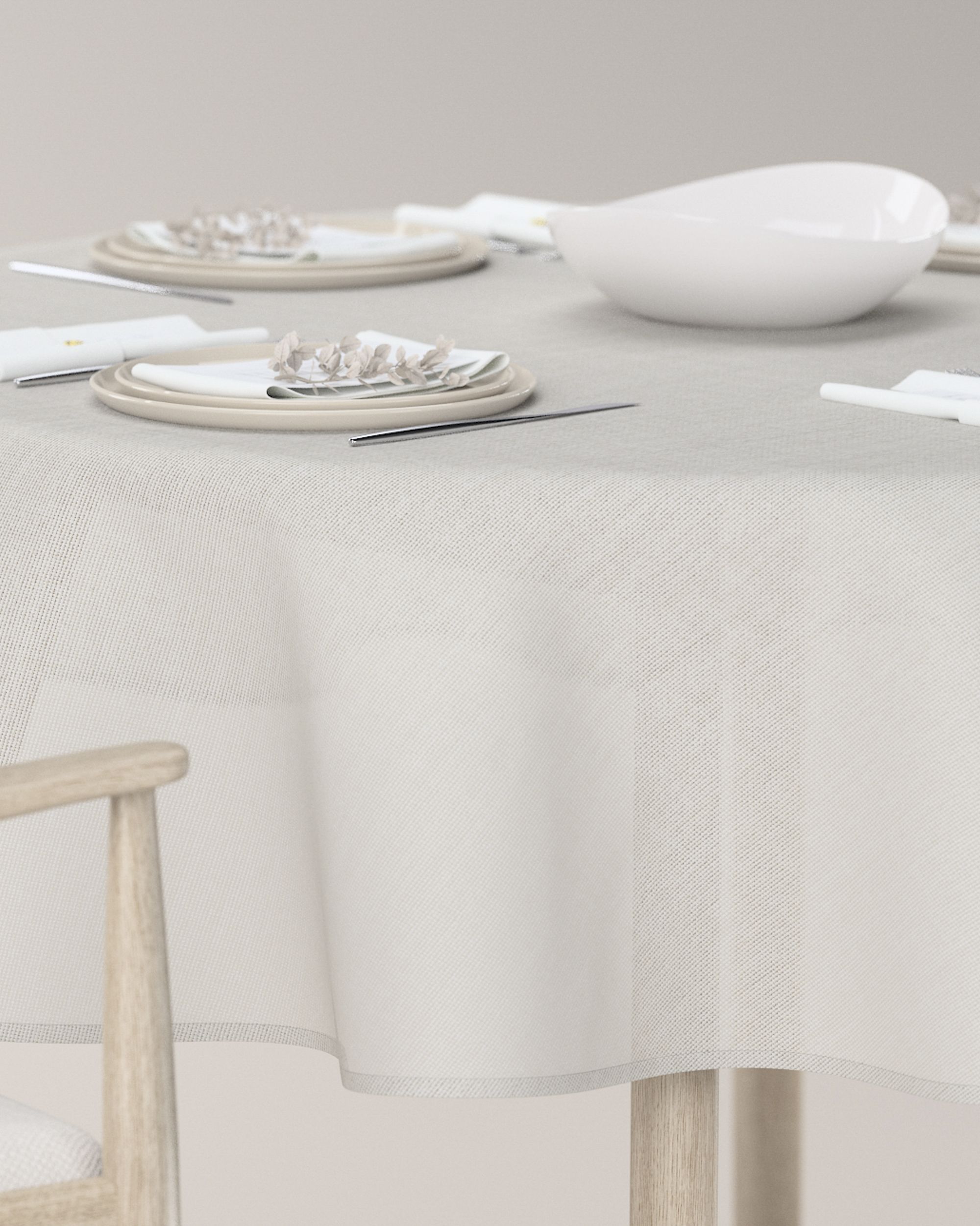 Round tablecloth product colour white fabric structured (hover)