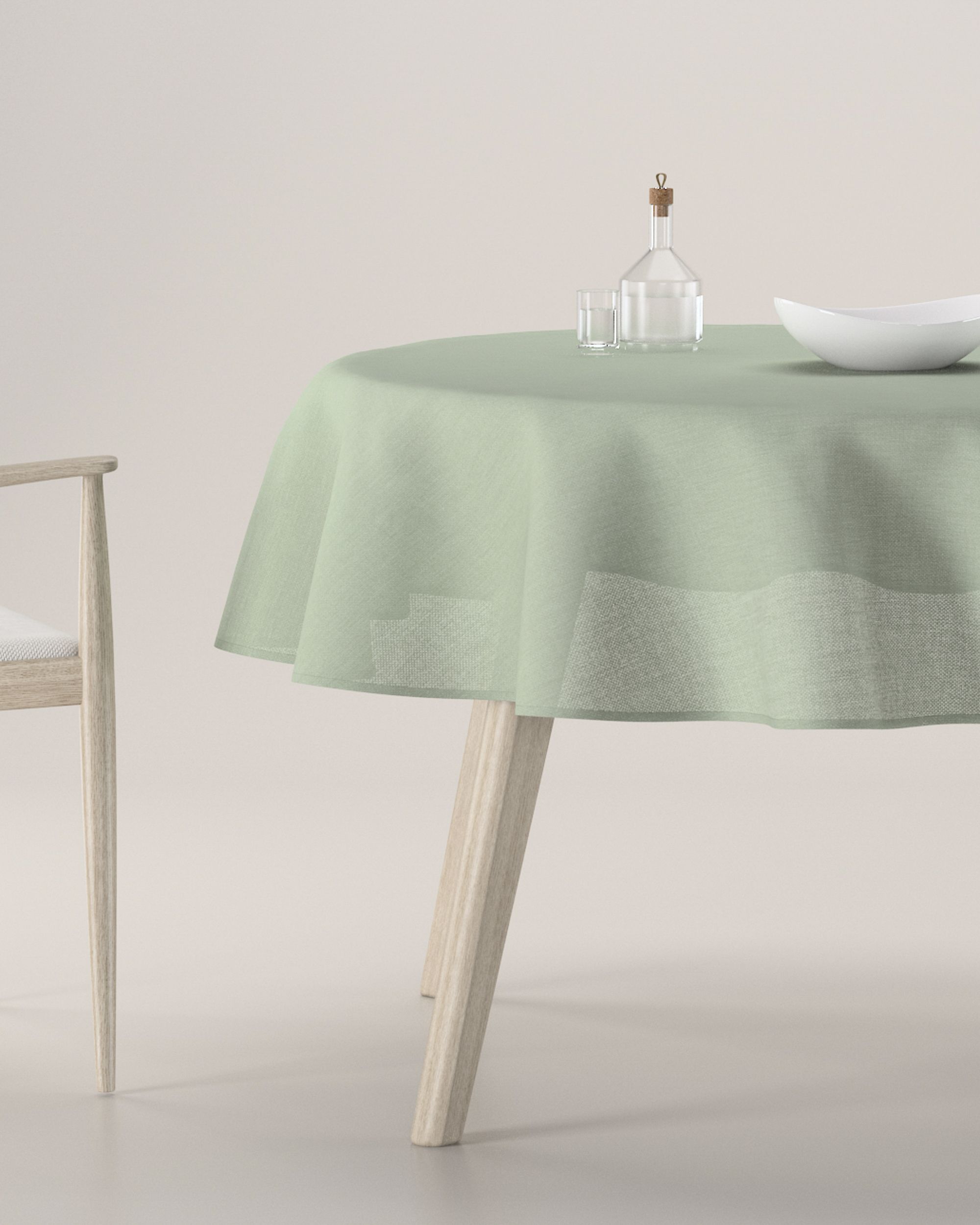 Round tablecloth product colour green fabric structured