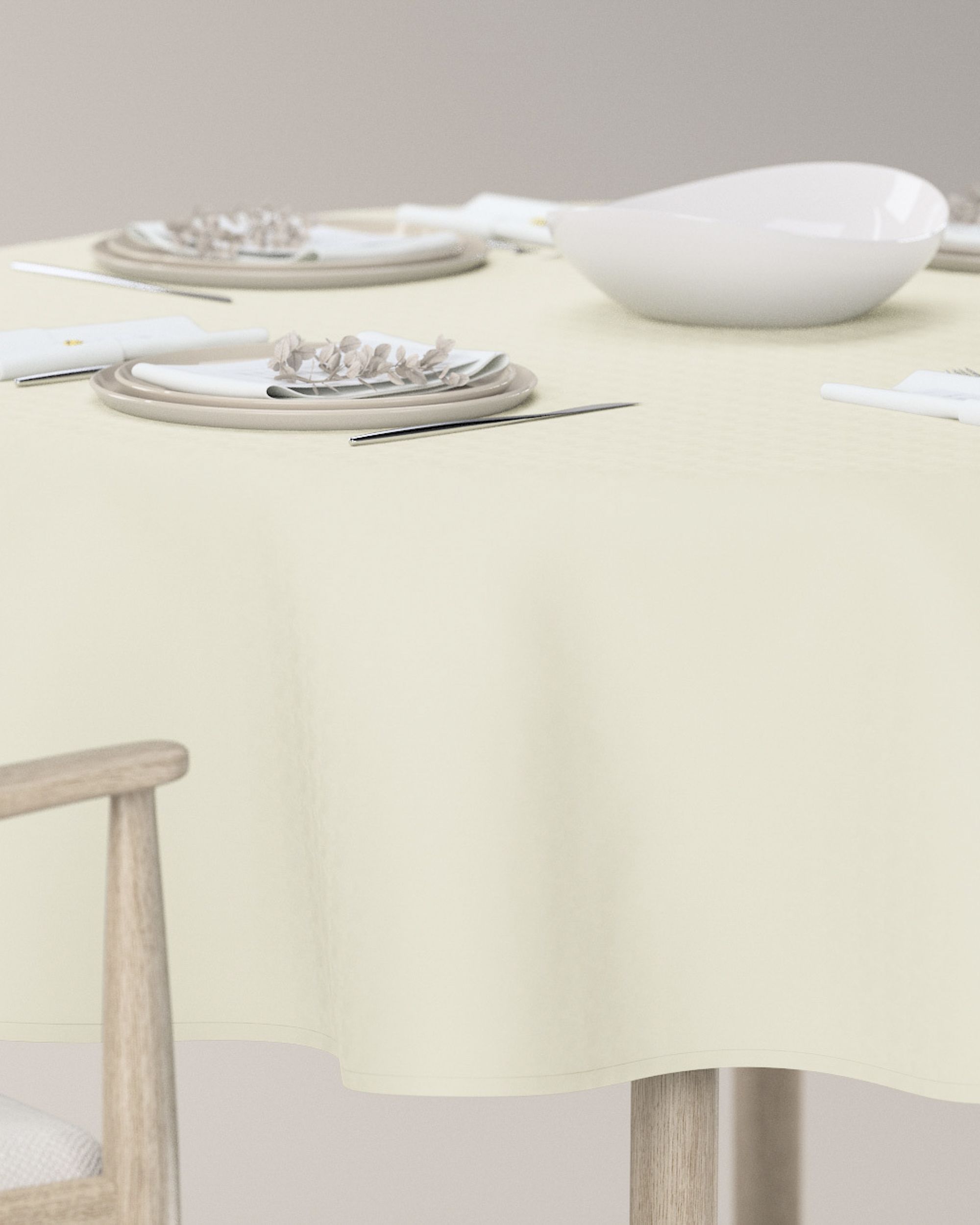 Round tablecloth product colour cream (hover)