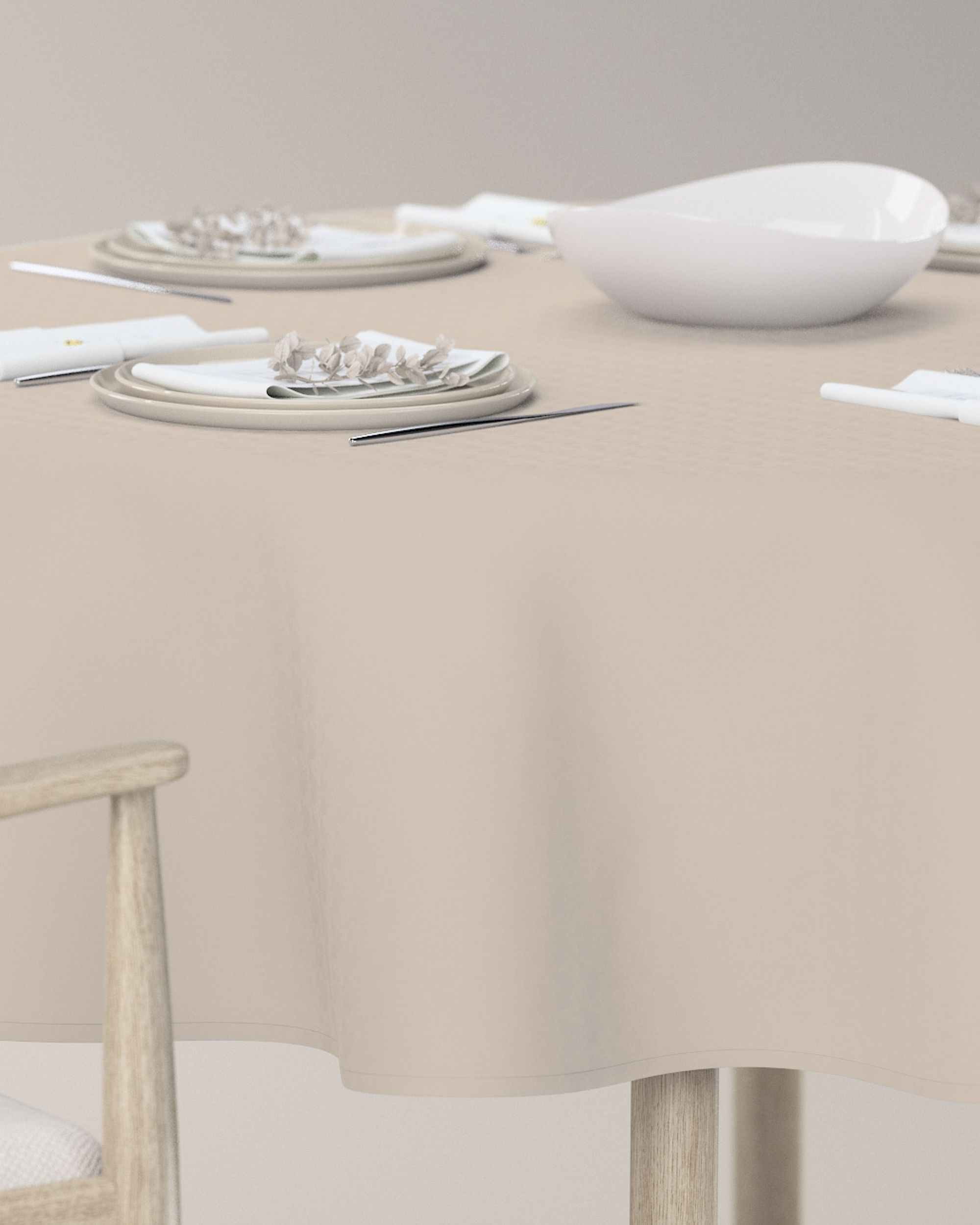 Round tablecloth product colour beige (hover)