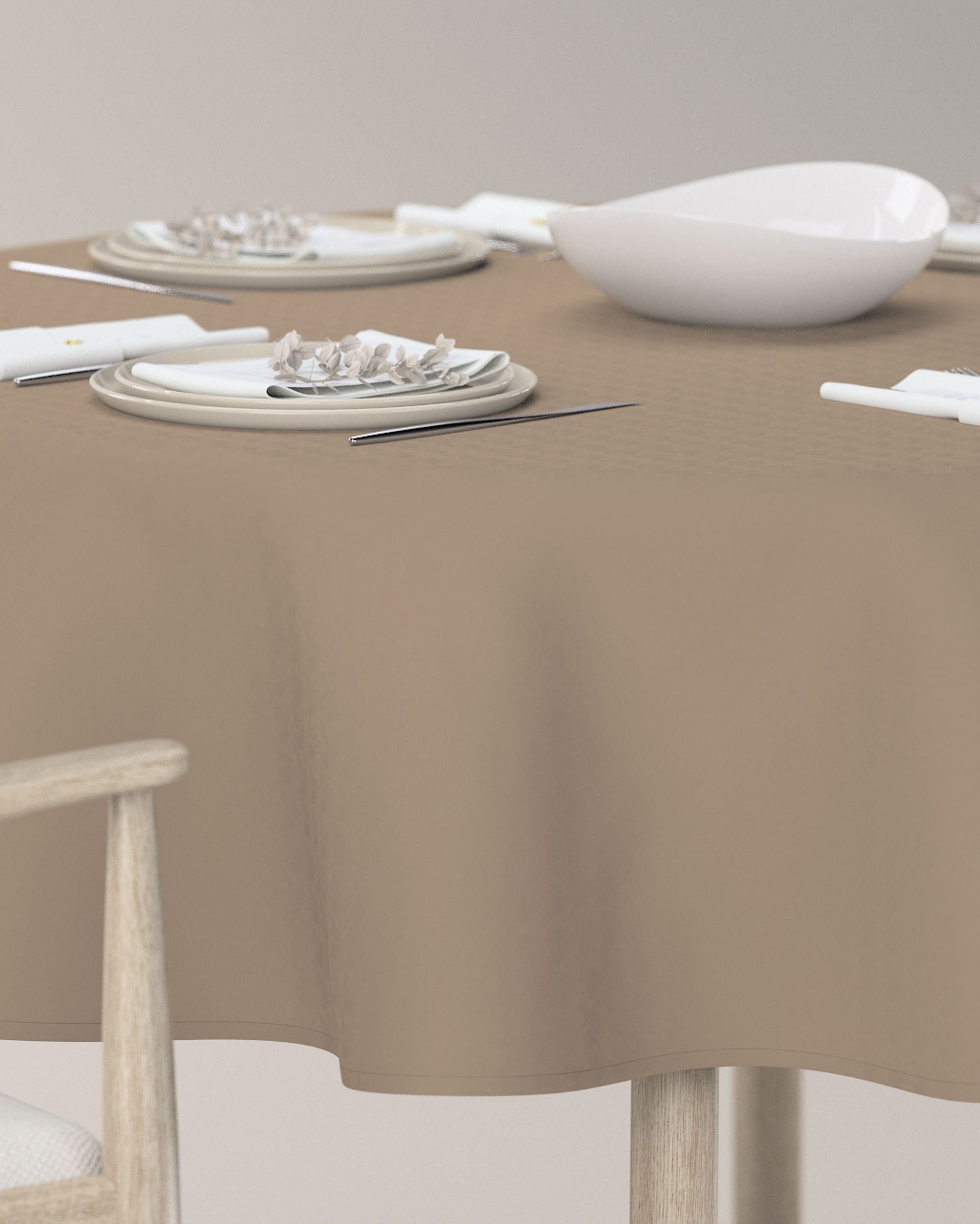 Round tablecloth product colour beige (hover)
