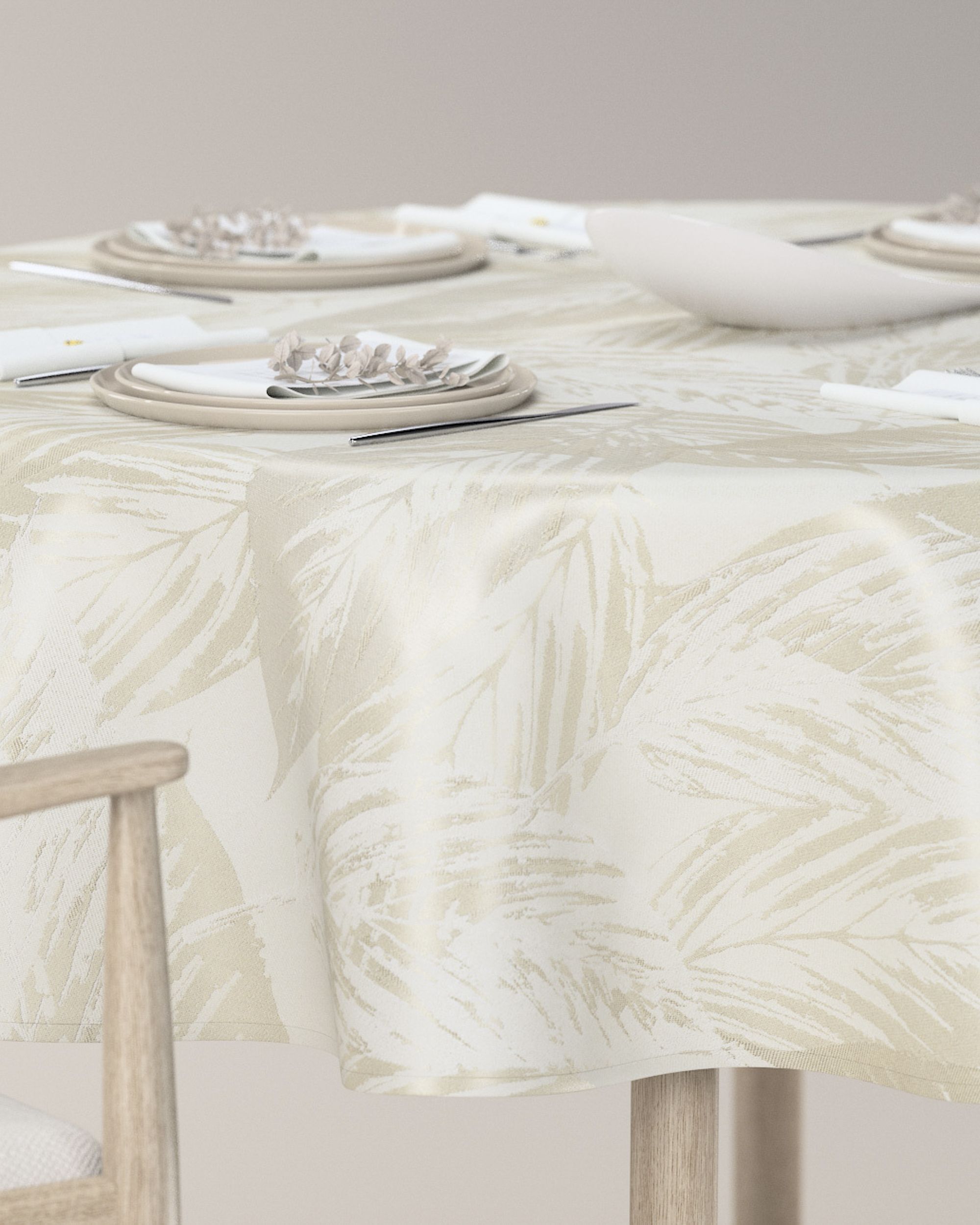 Round tablecloth product colour green fabric gloss, structured, patterned (hover)