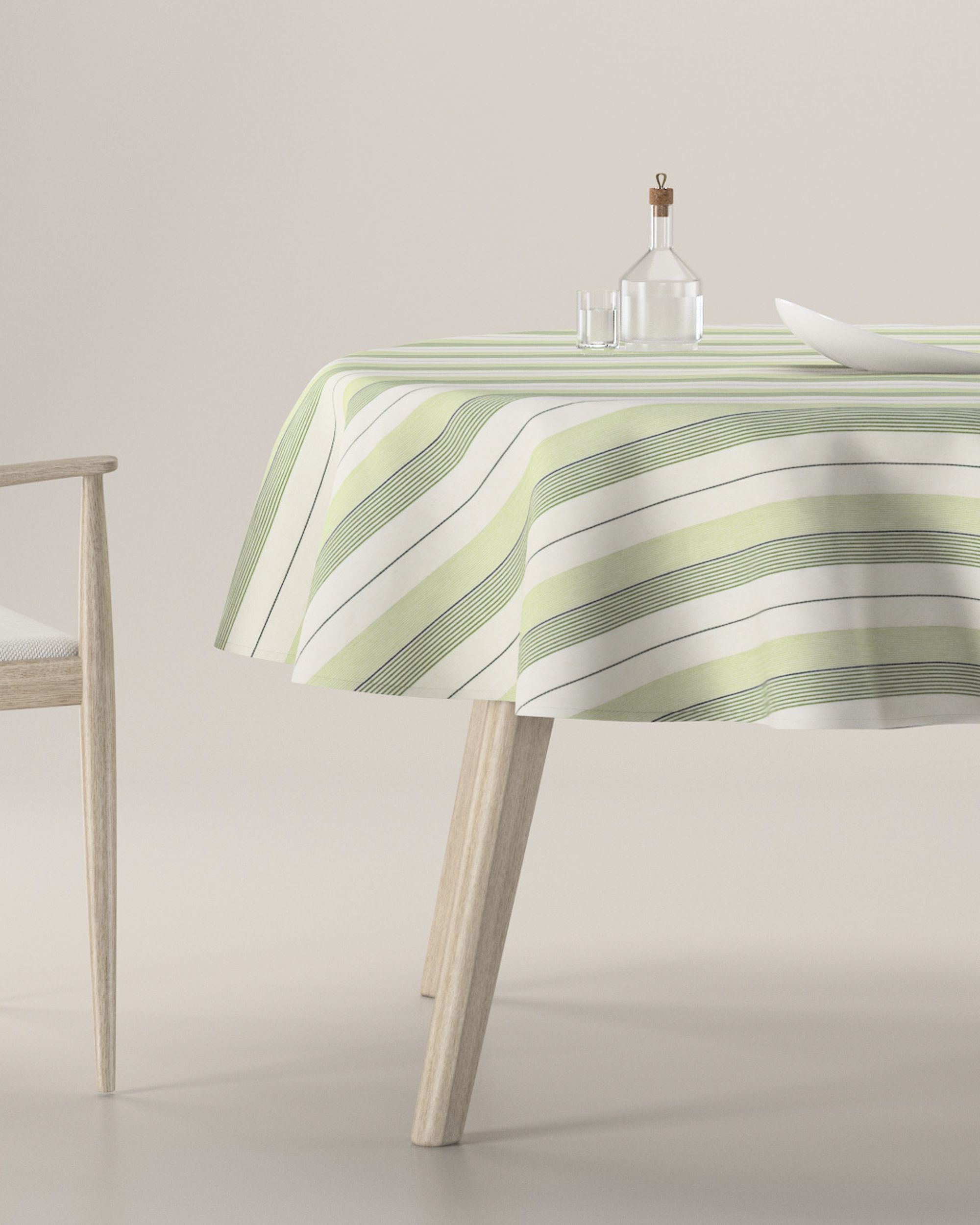 Round tablecloth product colour green fabric structured, patterned
