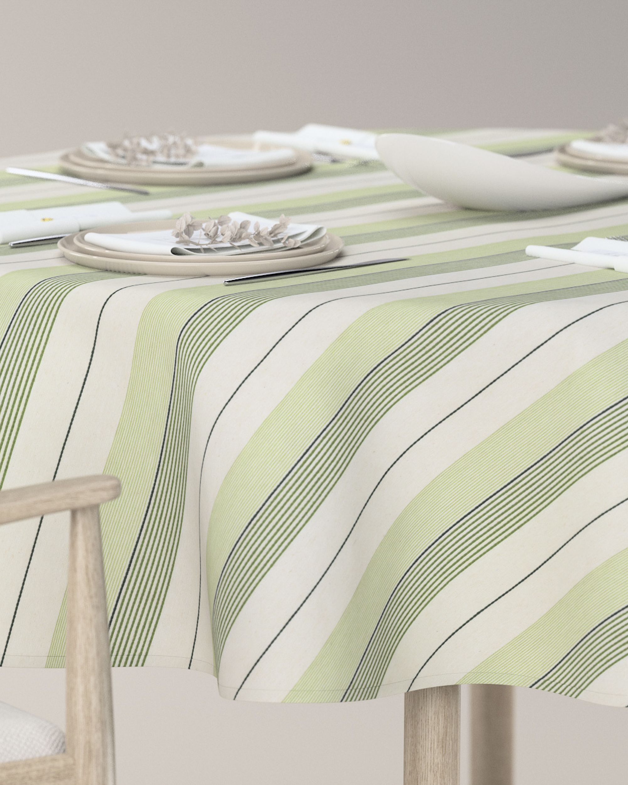 Round tablecloth product colour green fabric structured, patterned (hover)