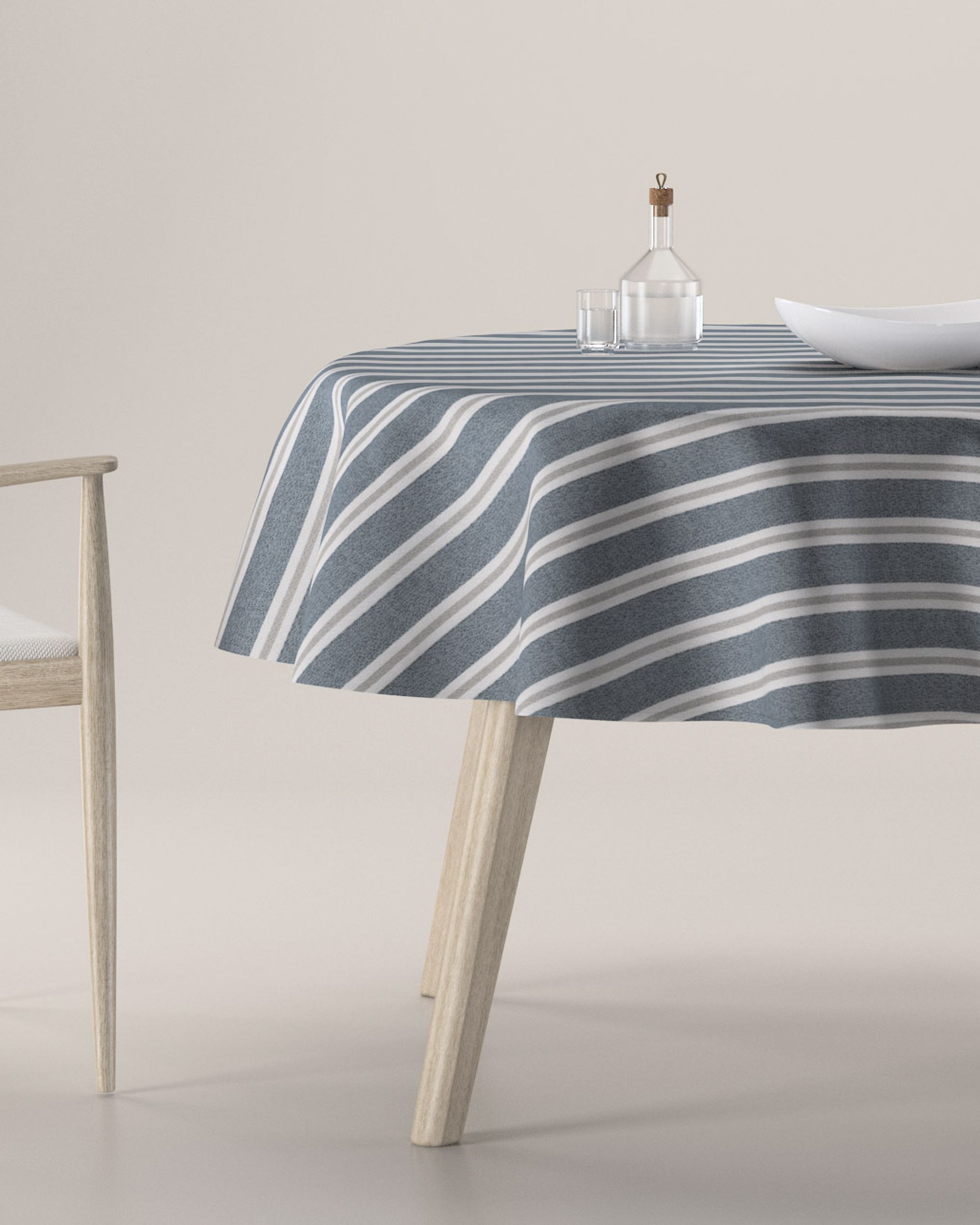 Round tablecloth product colour blue fabric structured, patterned