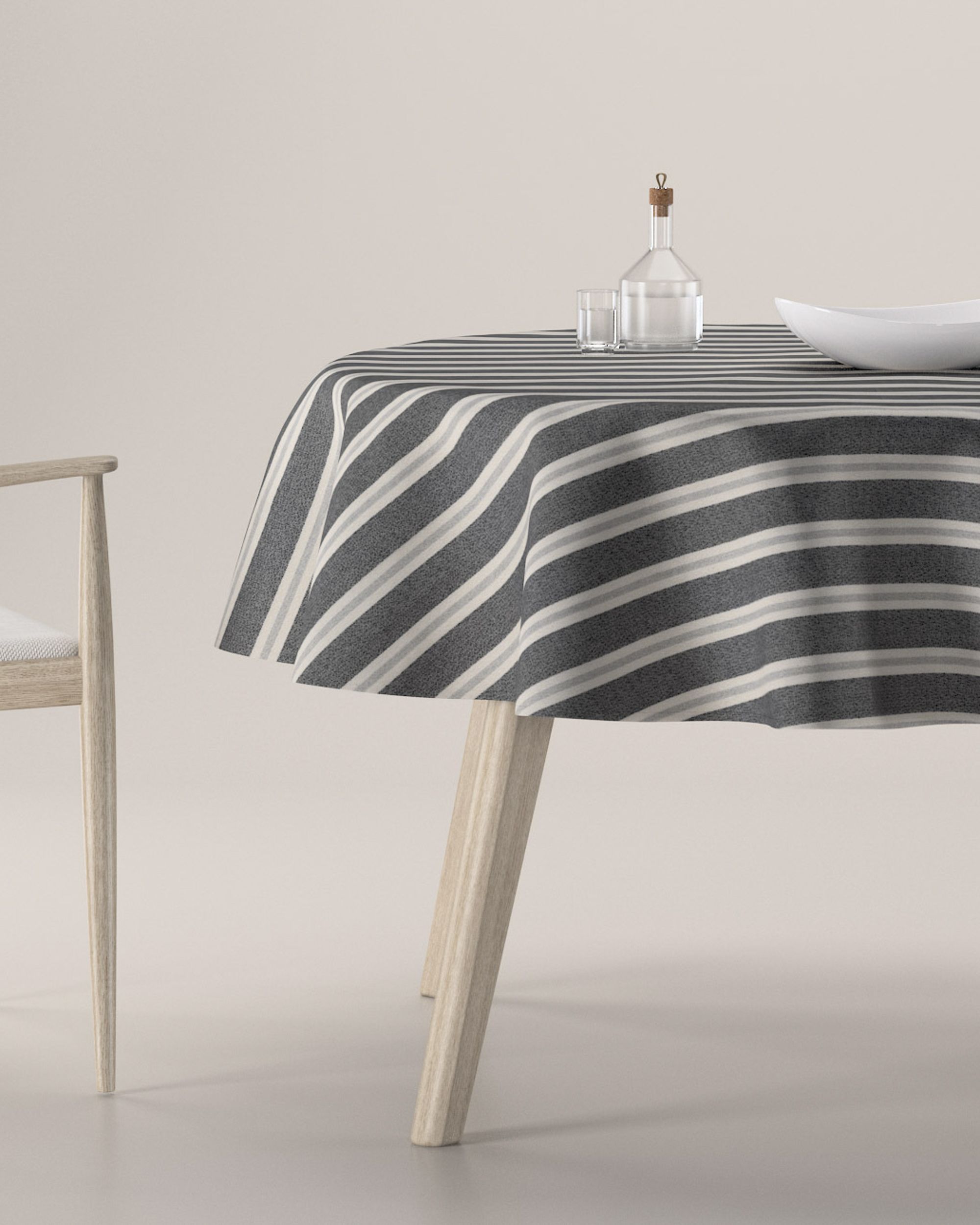 Round tablecloth product colour black fabric structured, patterned