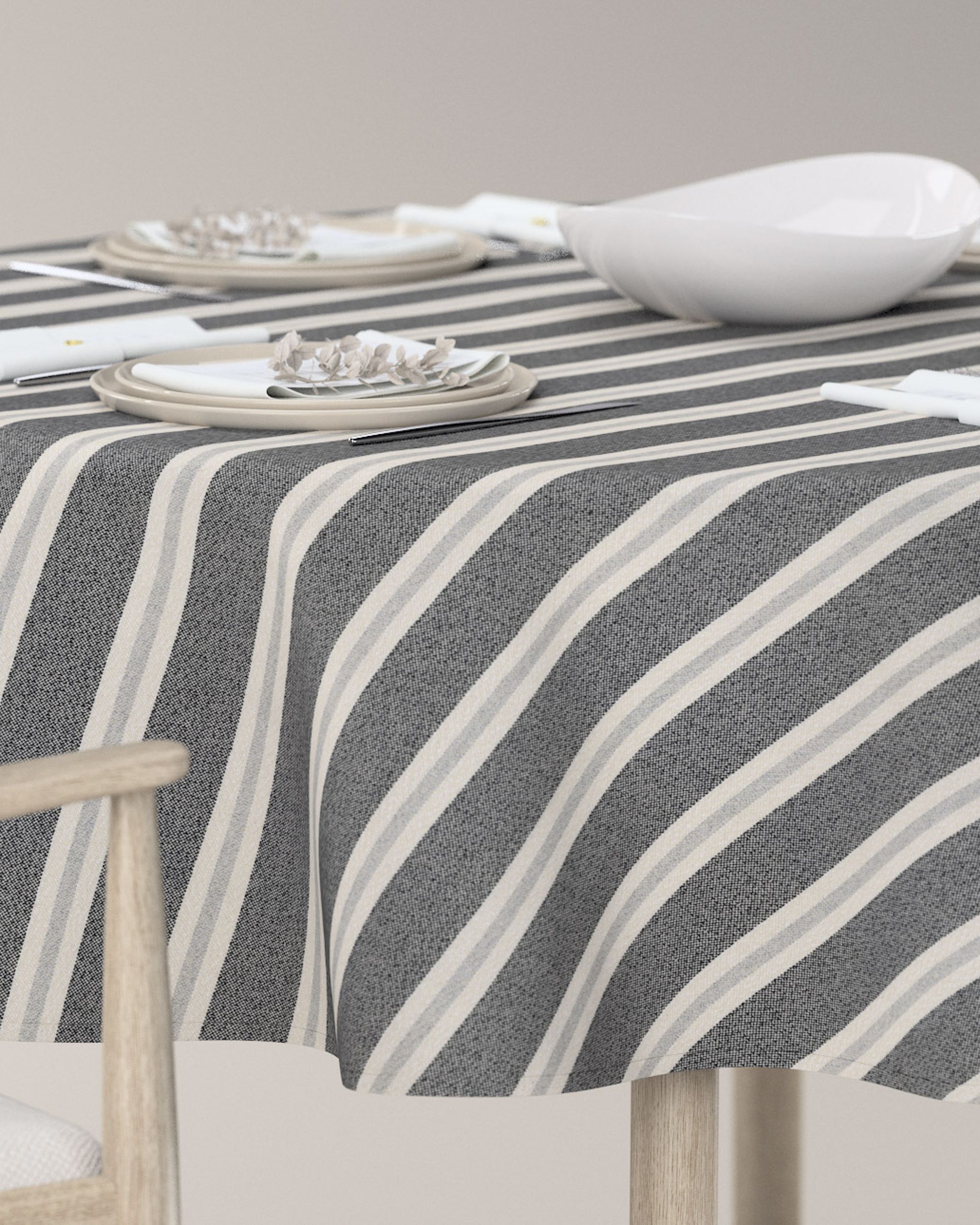 Round tablecloth product colour black fabric structured, patterned (hover)