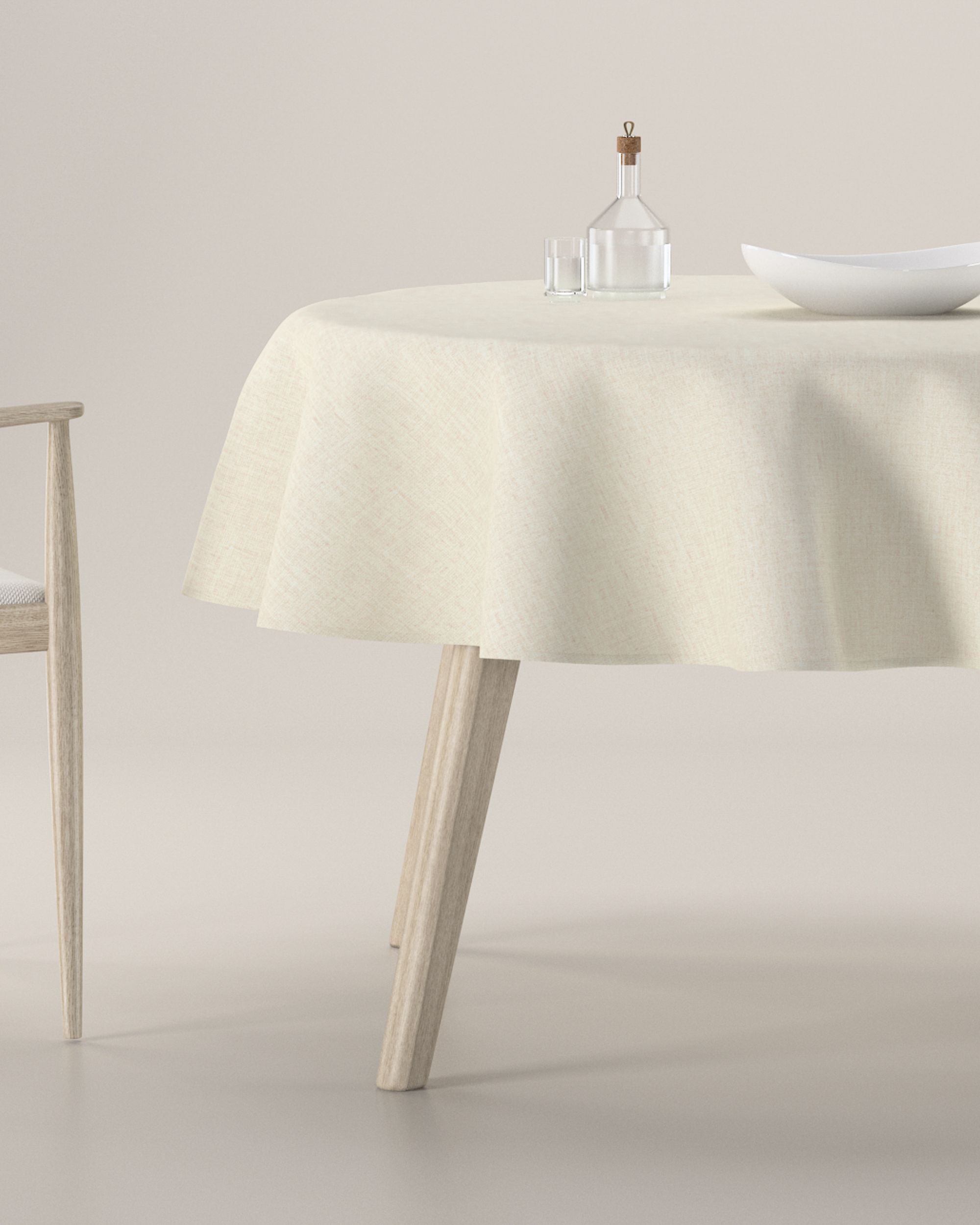 Round tablecloth product colour cream fabric structured