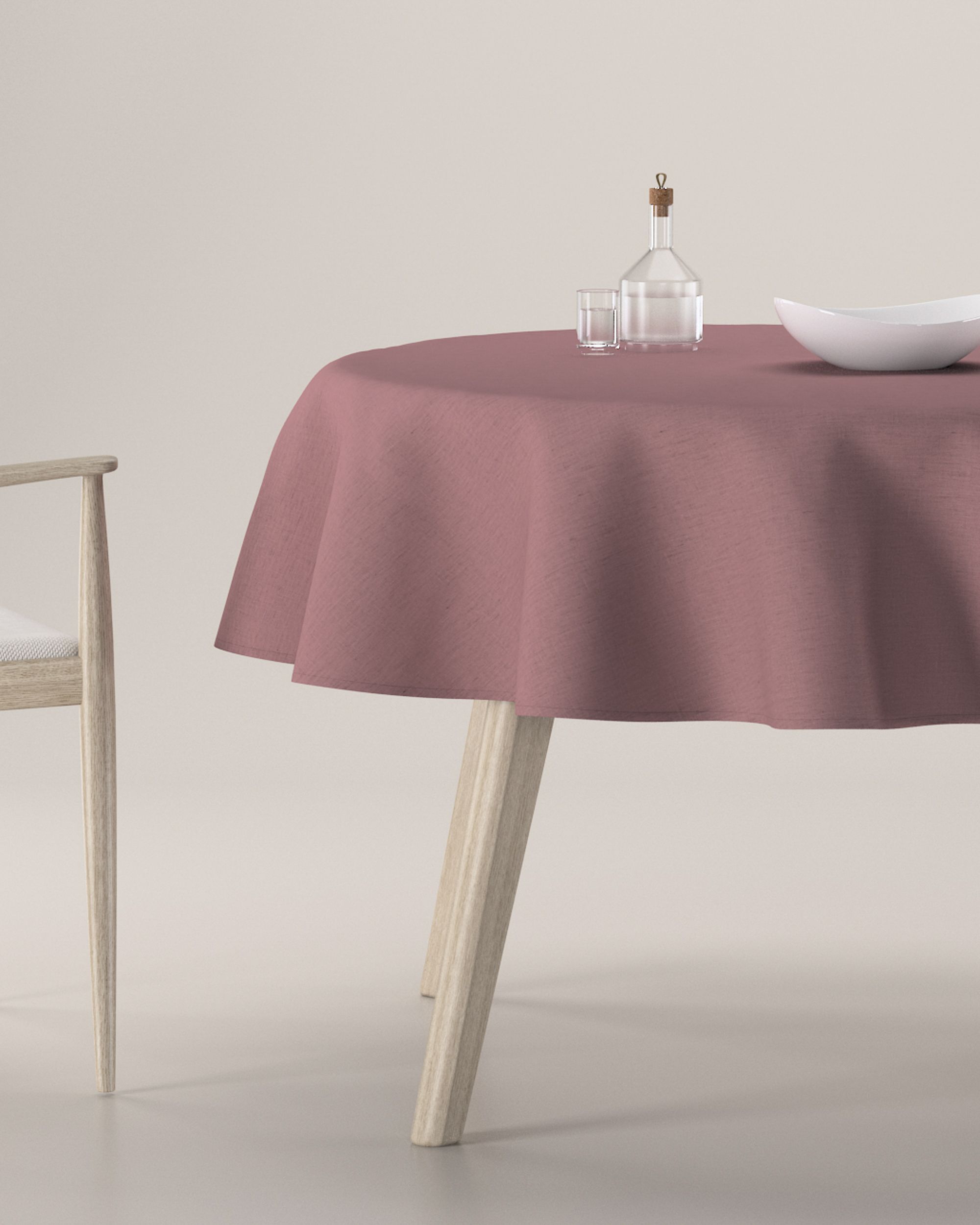 Round tablecloth product colour pink fabric semi-sheer, structured