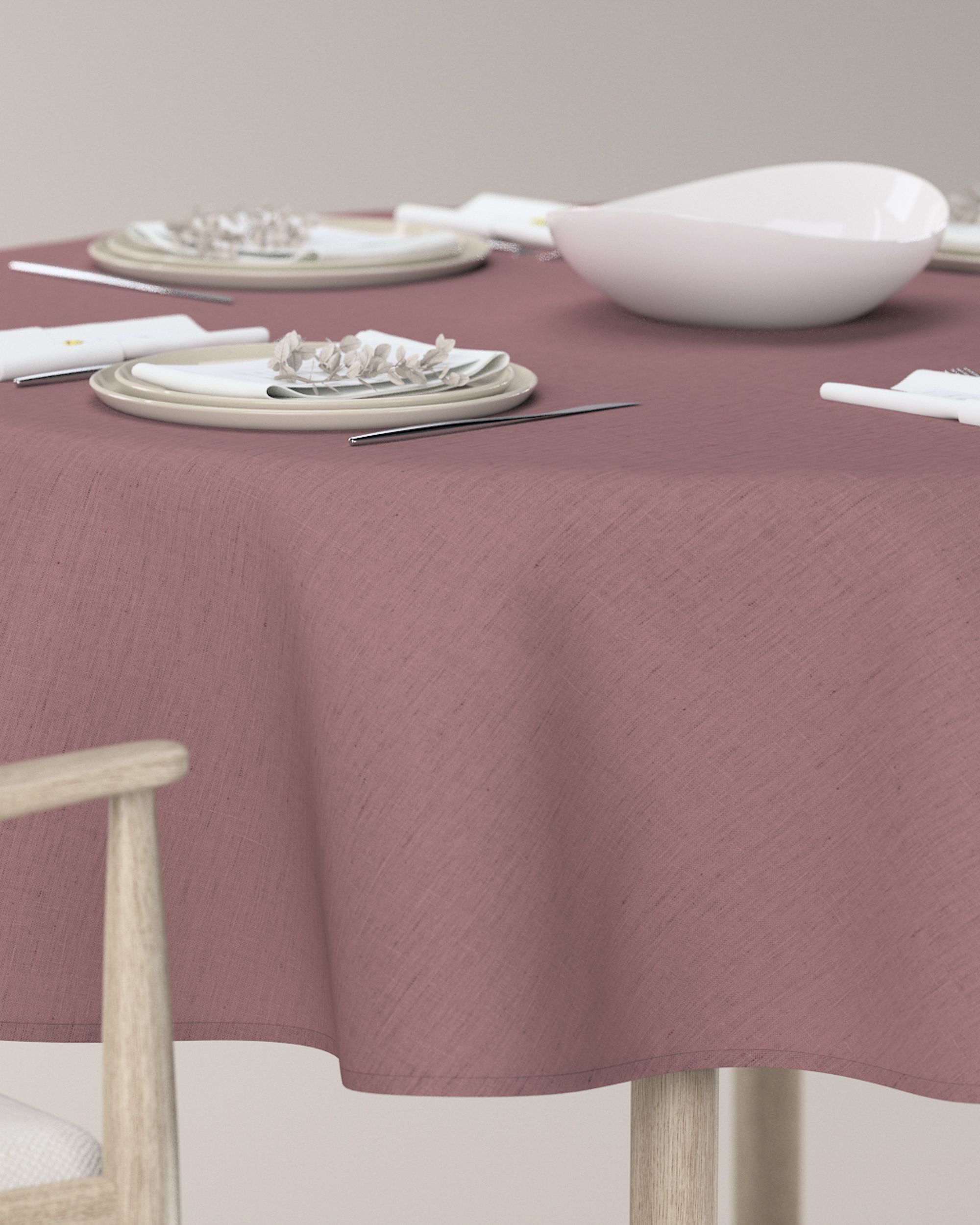 Round tablecloth product colour pink fabric semi-sheer, structured (hover)