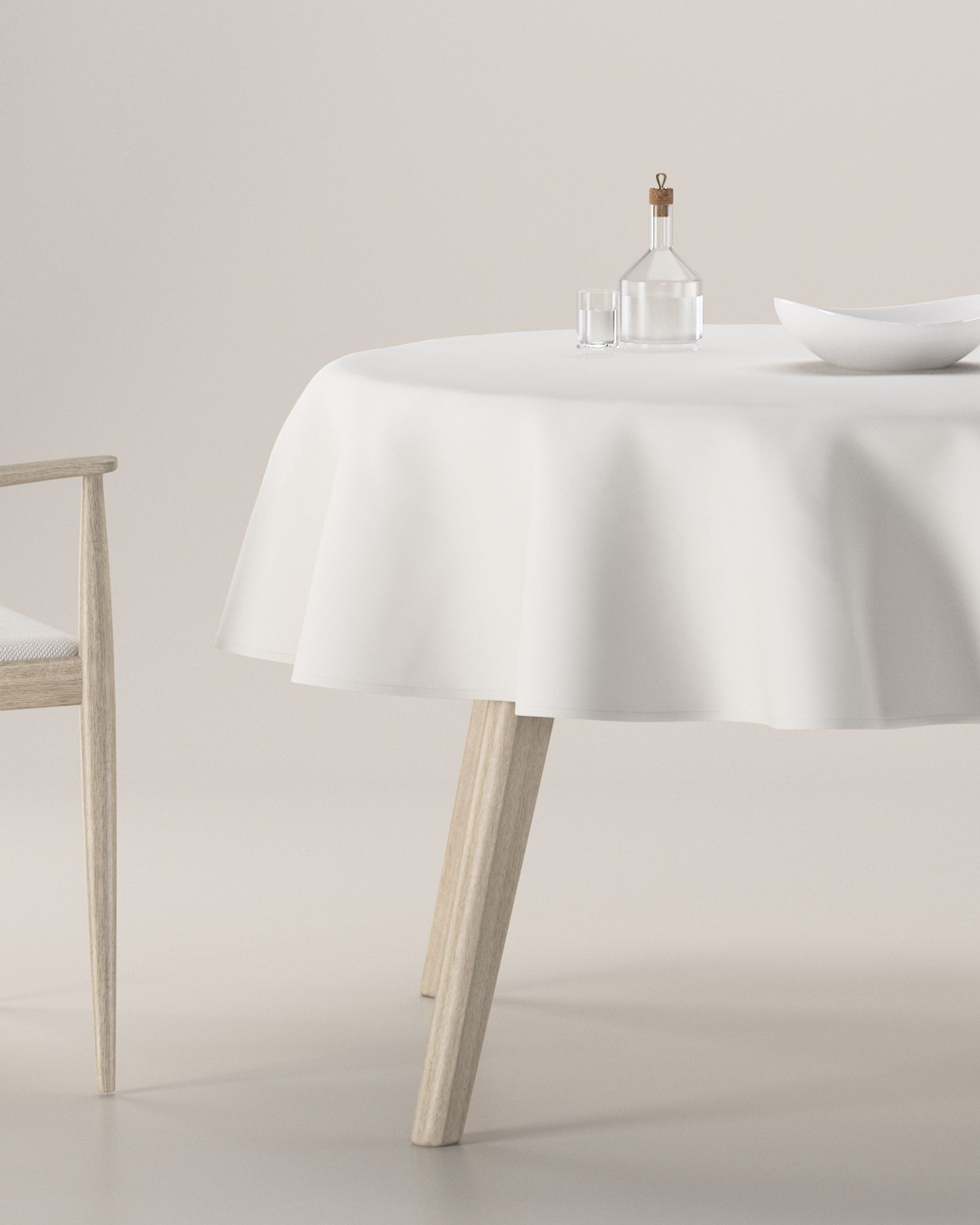 Round tablecloth product colour white fabric semi-sheer, structured
